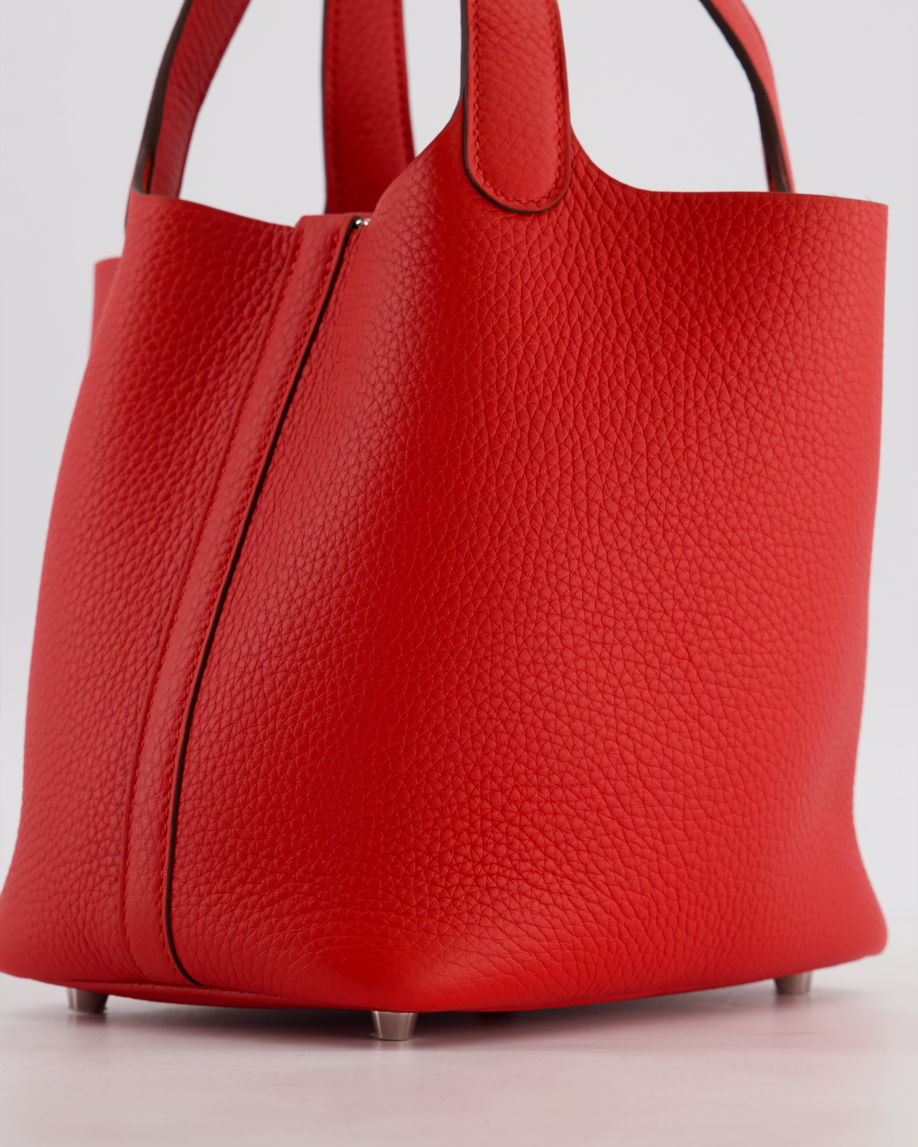 Hermès Picotin Lock 18 Bag in Rouge Radieux Clemence Leather with Palladium Hardware