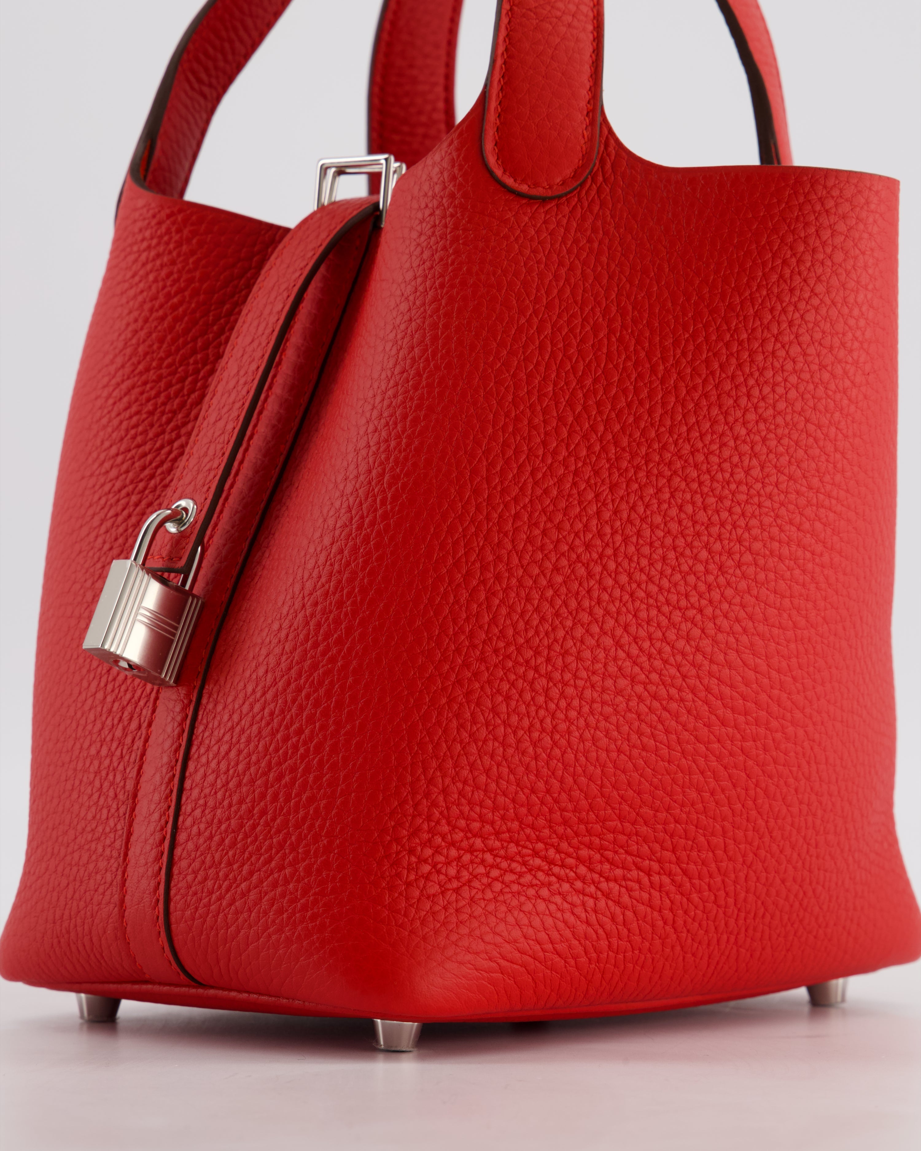 Hermès Picotin Lock 18 Bag in Rouge Radieux Clemence Leather with Palladium Hardware