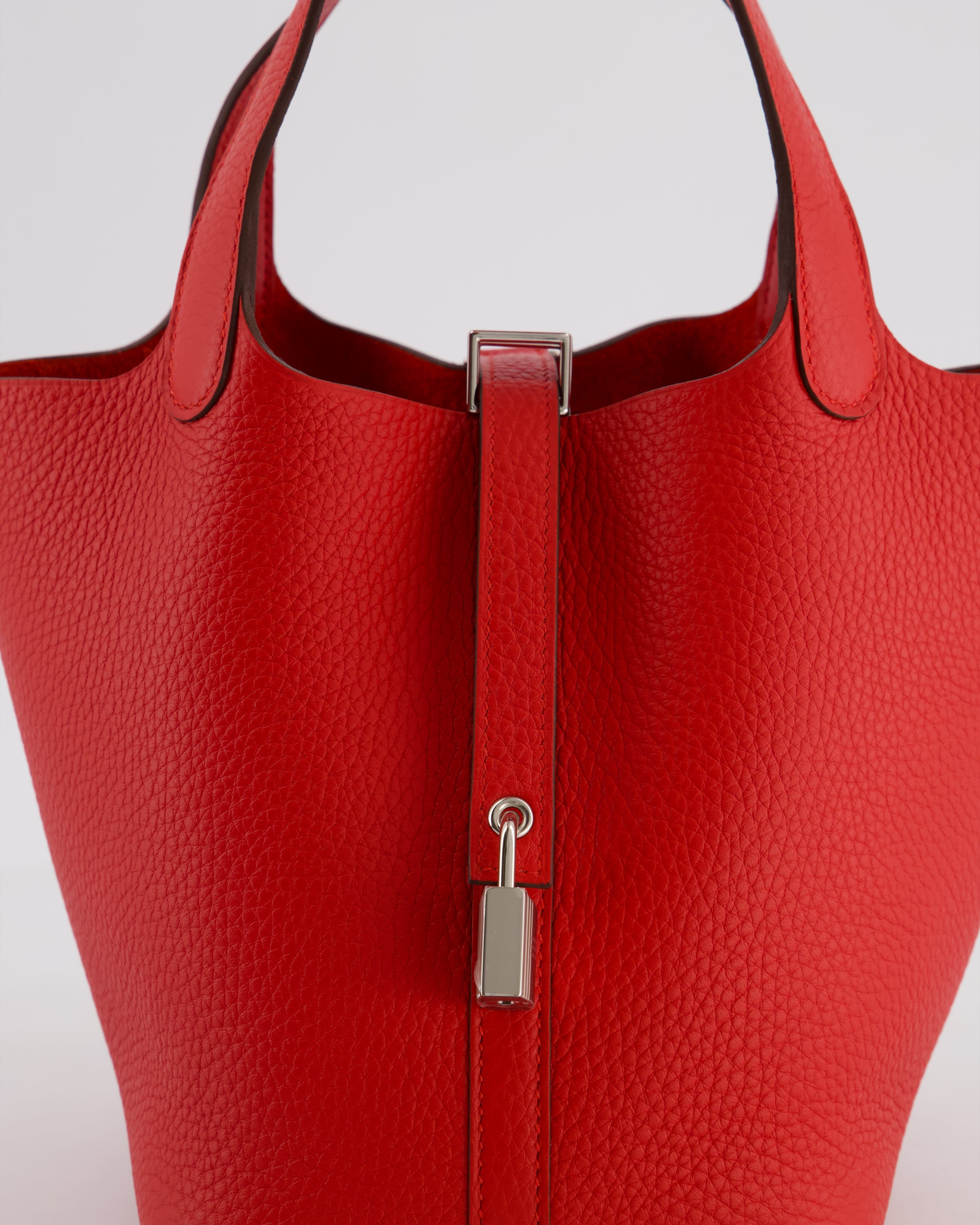 Hermès Picotin Lock 18 Bag in Rouge Radieux Clemence Leather with Palladium Hardware