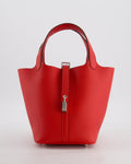 Hermès Picotin Lock 18 Bag in Rouge Radieux Clemence Leather with Palladium Hardware