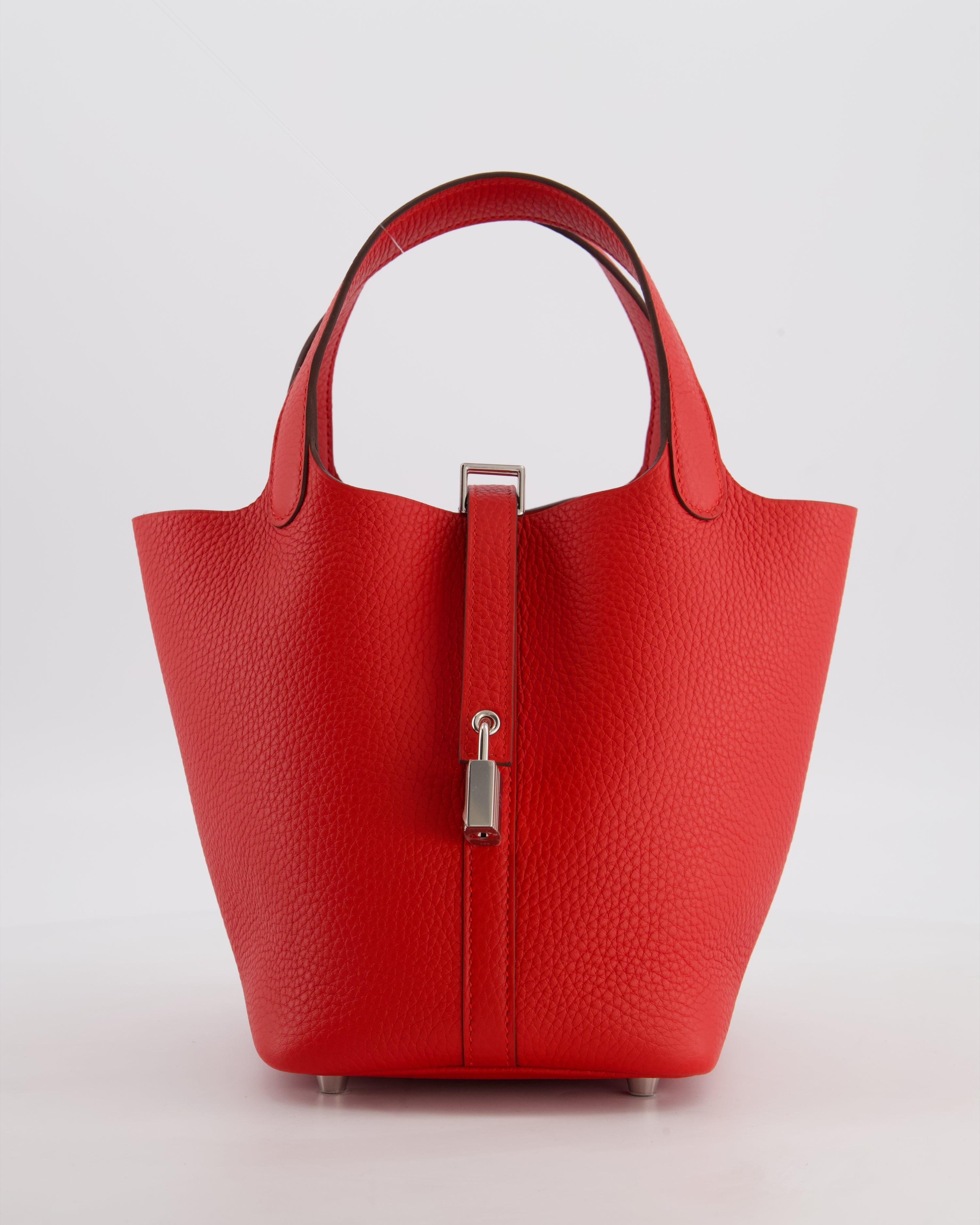 Hermès Picotin Lock 18 Bag in Rouge Radieux Clemence Leather with Palladium Hardware