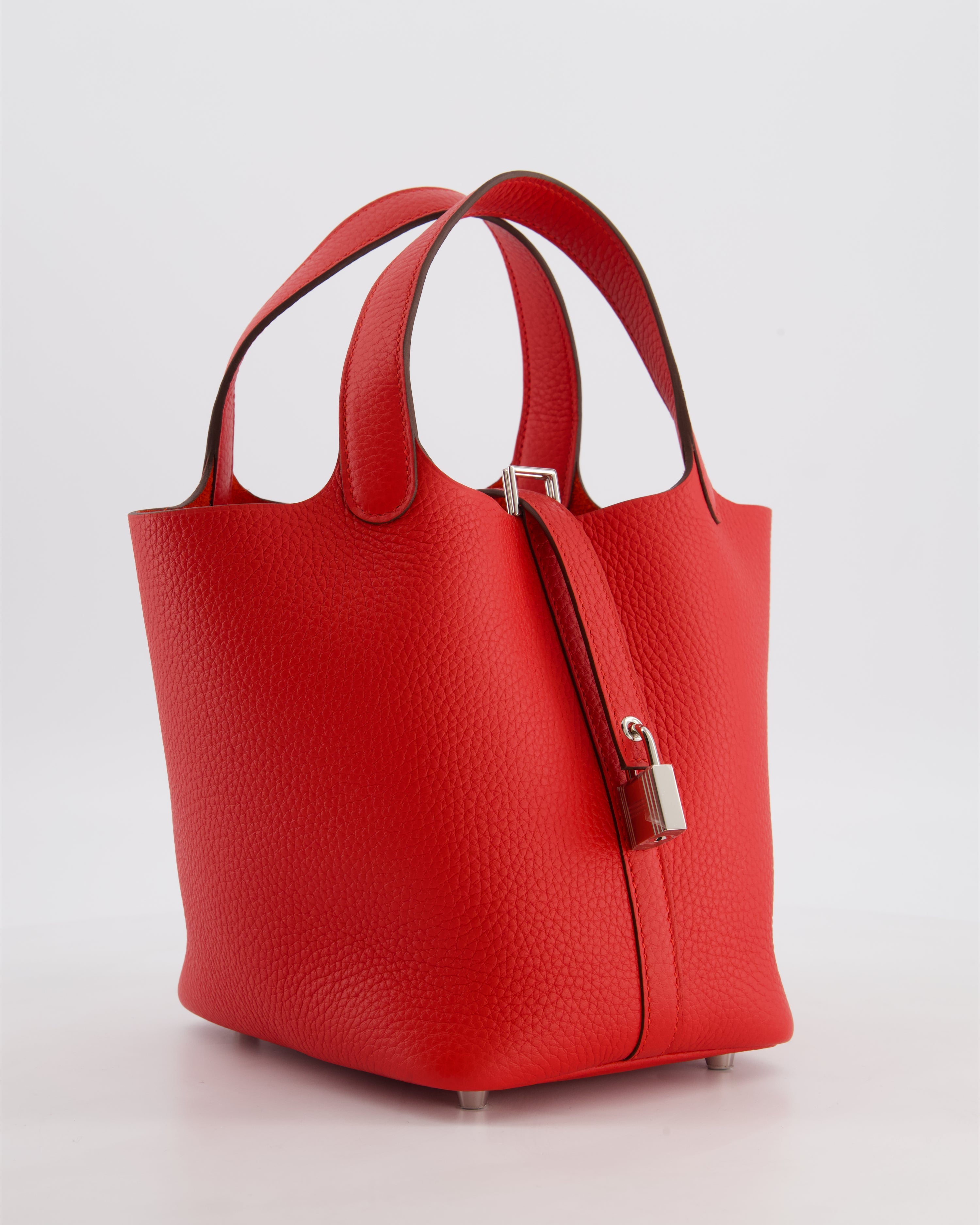 Hermès Picotin Lock 18 Bag in Rouge Radieux Clemence Leather with Palladium Hardware