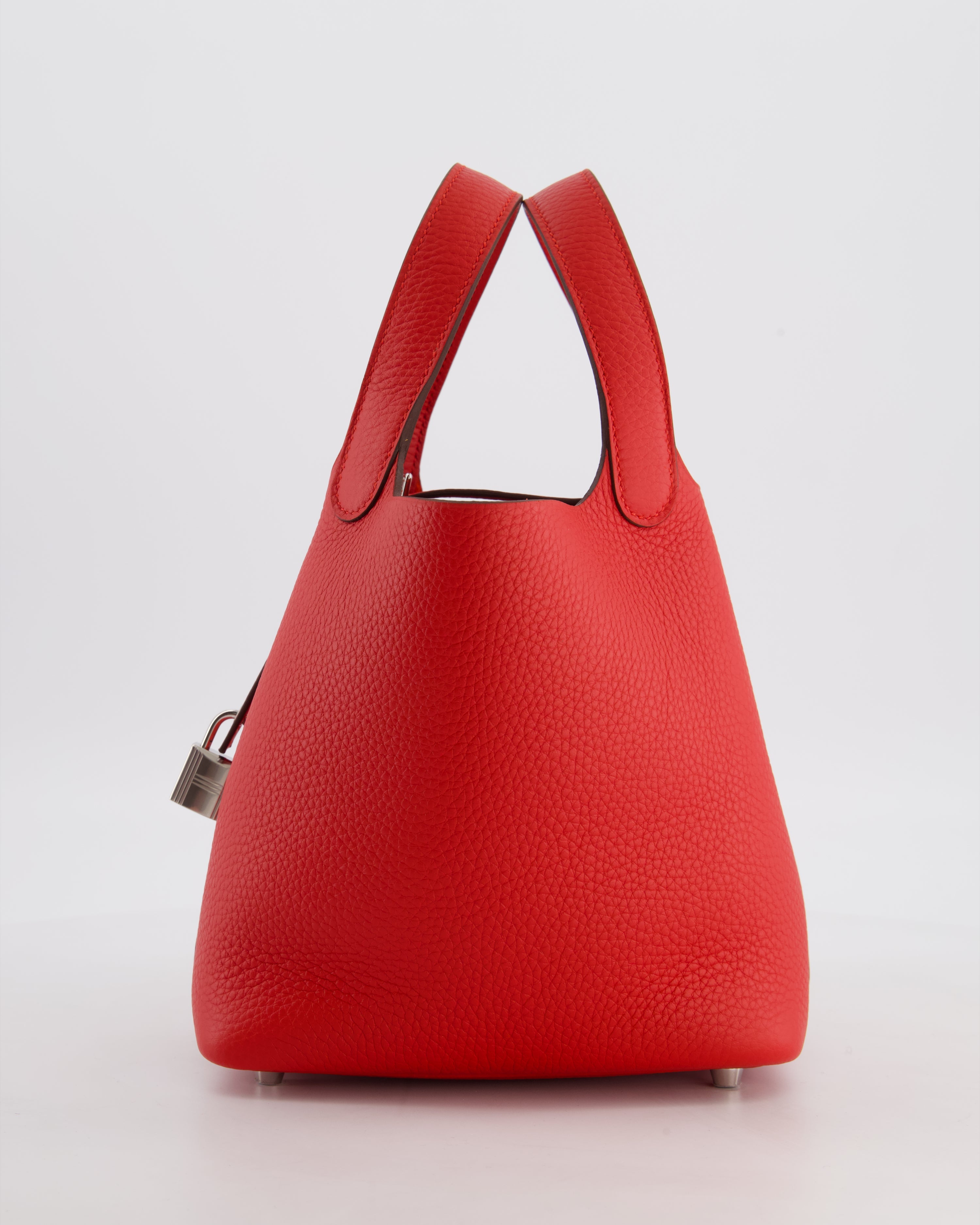 Hermès Picotin Lock 18 Bag in Rouge Radieux Clemence Leather with Palladium Hardware