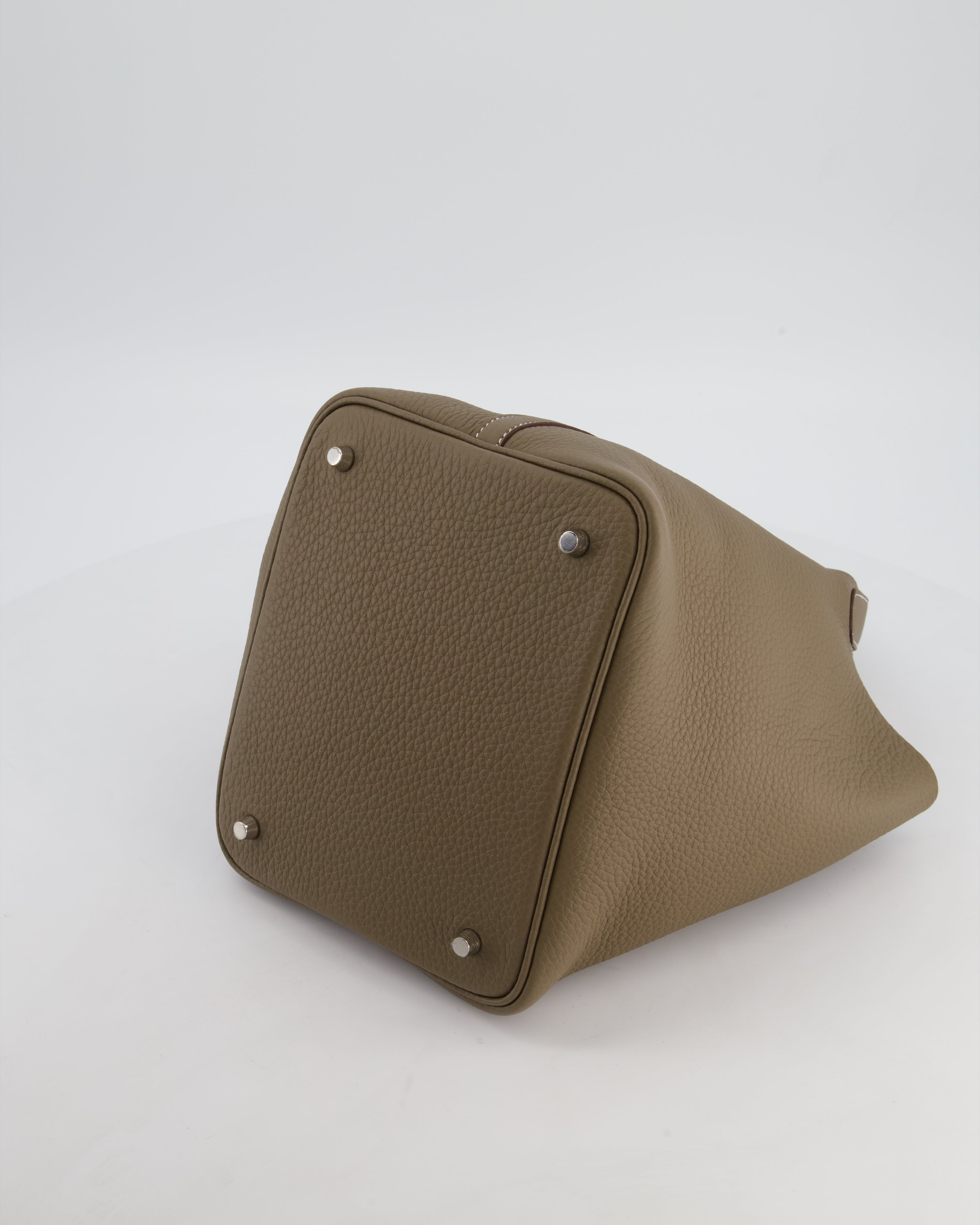Hermès Picotin 22 Lock Bag in Etoupe Clemence Leather with Palladium Hardware