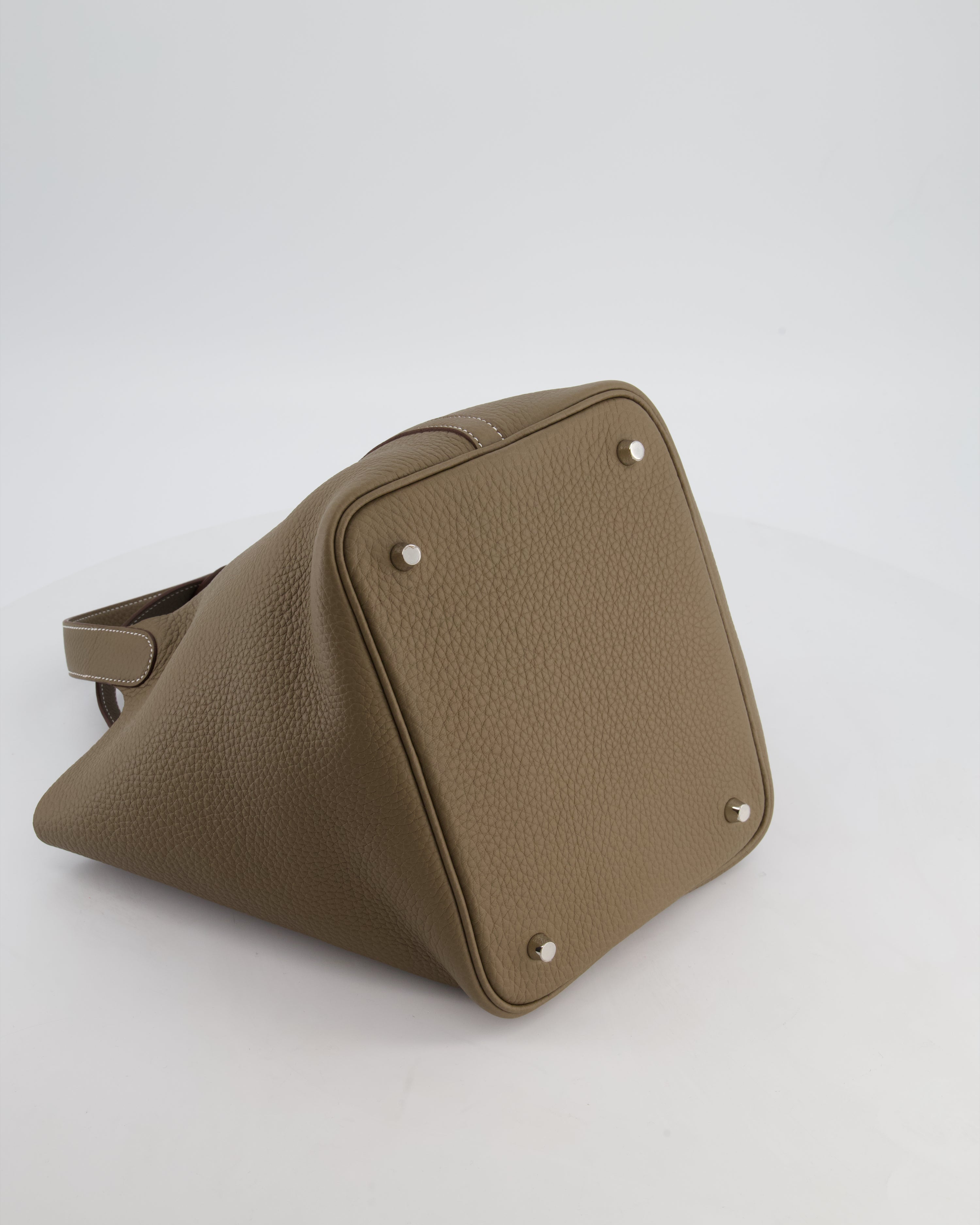Hermès Picotin 22 Lock Bag in Etoupe Clemence Leather with Palladium Hardware