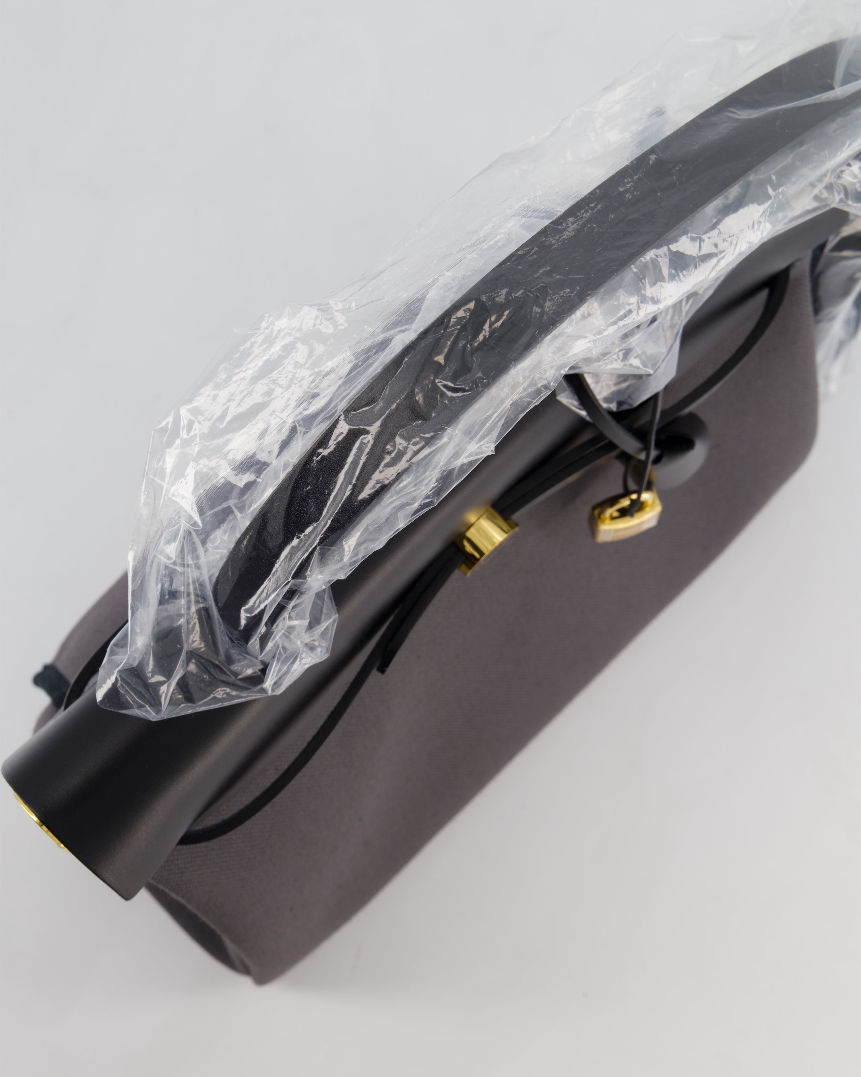 *HOT & RARE* Hermès Herbag 31 Laque Zip Bag in Ardoise Toile Militaire Canvas, Noir Vache Hunter Leather with Gold & Noir Hardware
