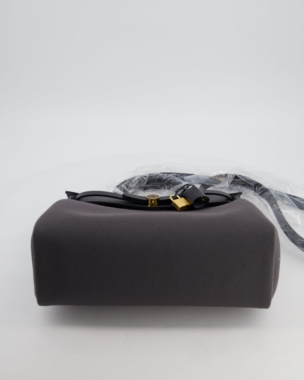 *HOT & RARE* Hermès Herbag 31 Laque Zip Bag in Ardoise Toile Militaire Canvas, Noir Vache Hunter Leather with Gold & Noir Hardware