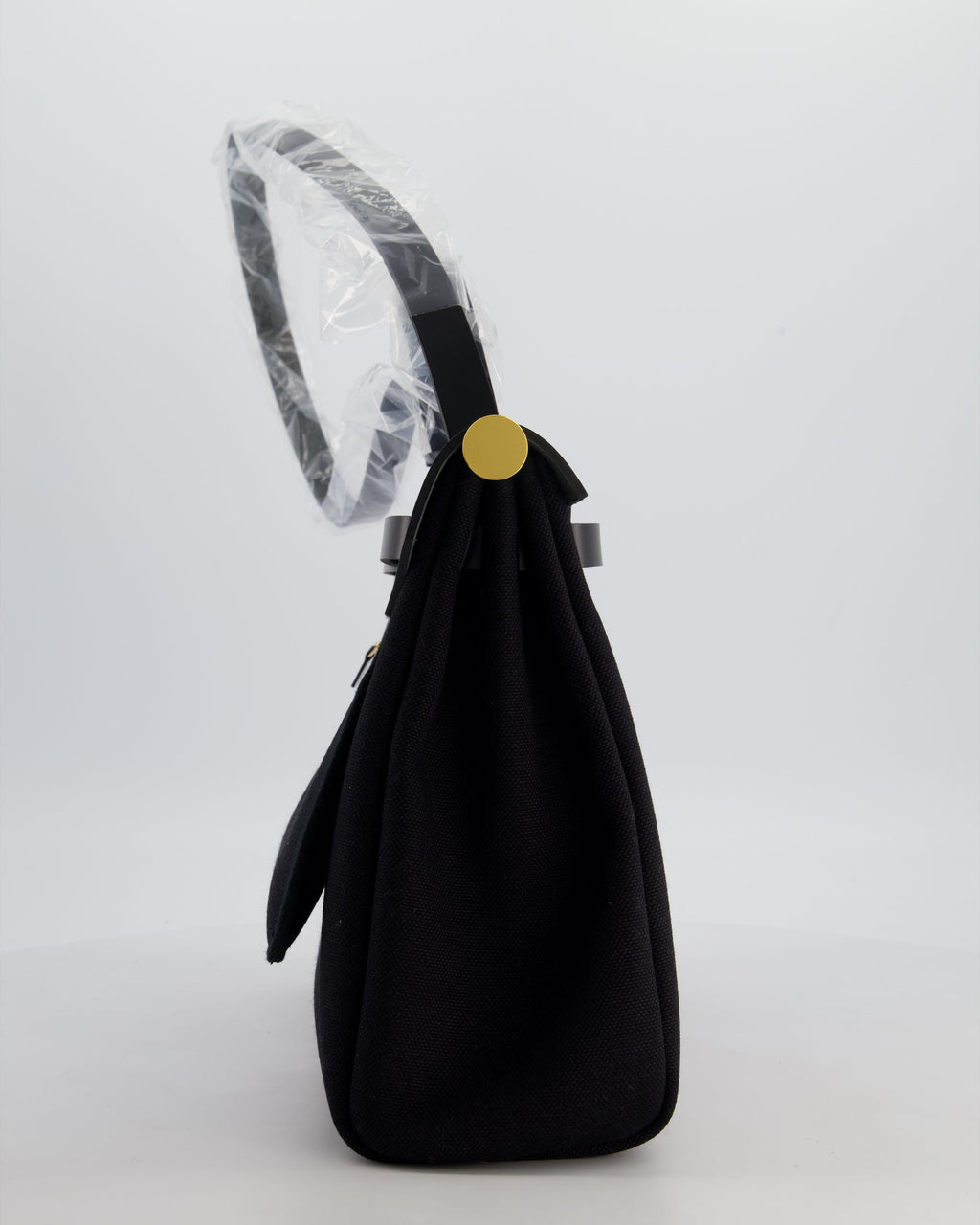 Hermès Herbag 31 Zip Bag in Noir Toile Officier Canvas, Noir Vache Hunter Leather with Gold Hardware