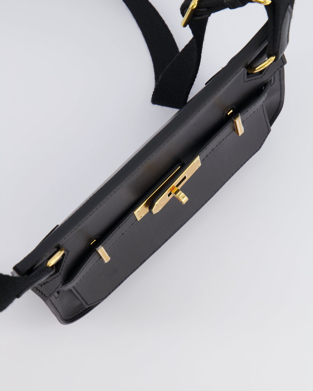 *RARE* Hermès Mini Jypsiere Crossbody Bag in Black Evergrain Leather with Gold Hardware