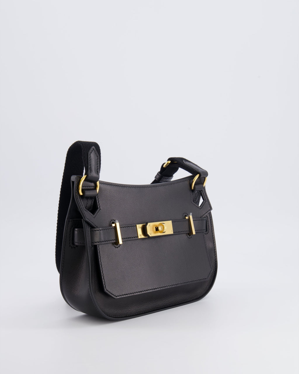 *RARE* Hermès Mini Jypsiere Crossbody Bag in Black Evergrain Leather with Gold Hardware
