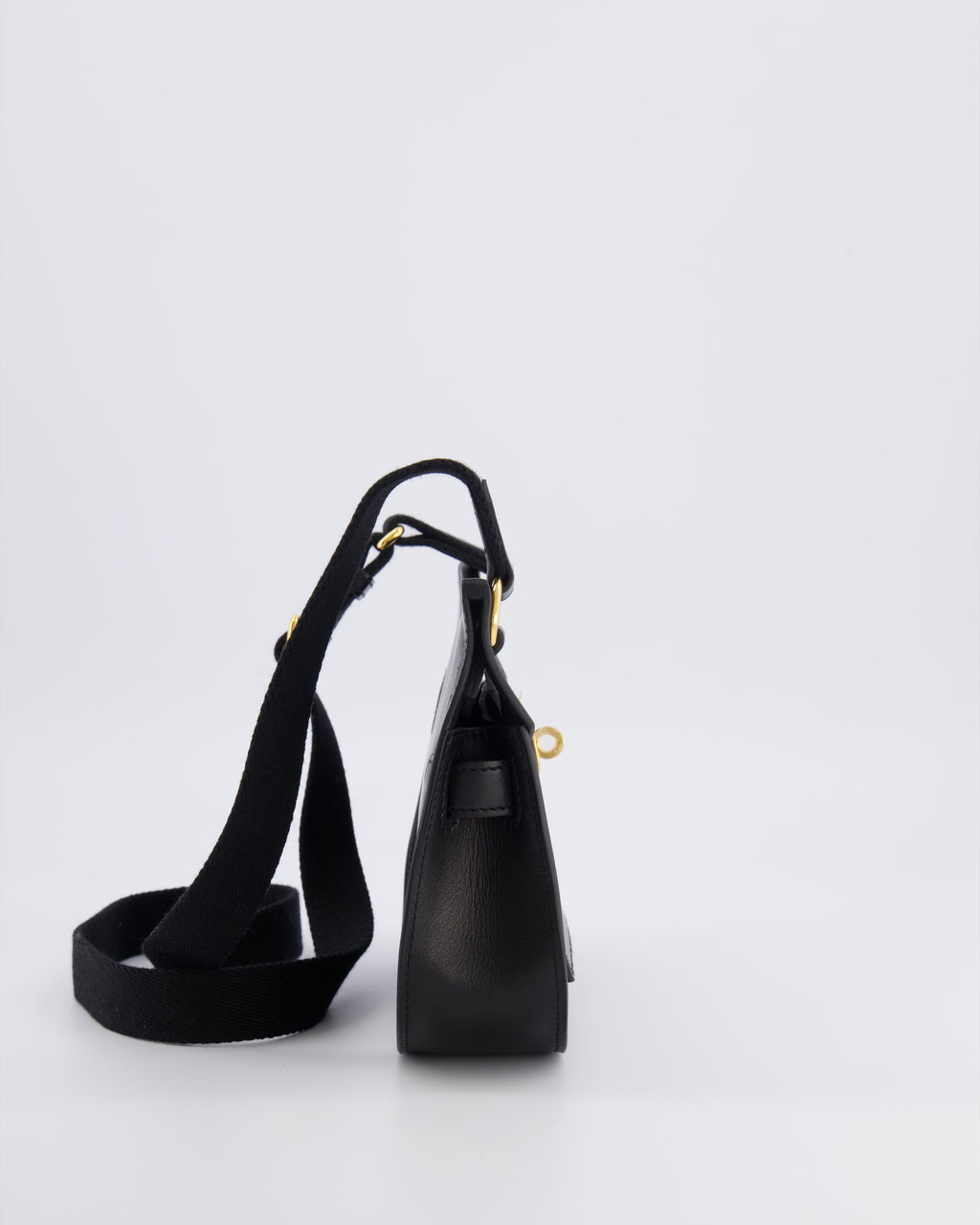 *RARE* Hermès Mini Jypsiere Crossbody Bag in Black Evergrain Leather with Gold Hardware