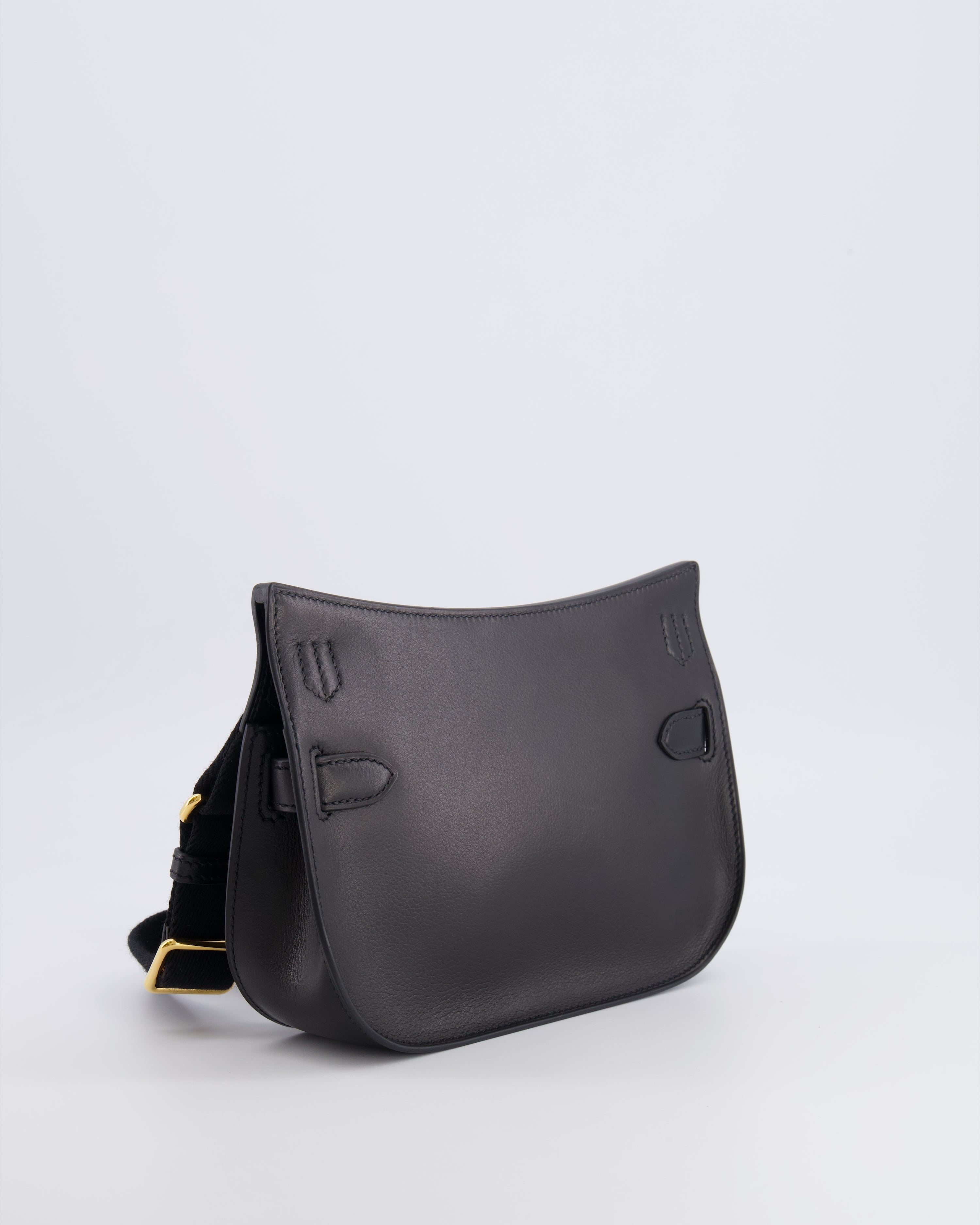 *RARE* Hermès Mini Jypsiere Crossbody Bag in Black Evergrain Leather with Gold Hardware