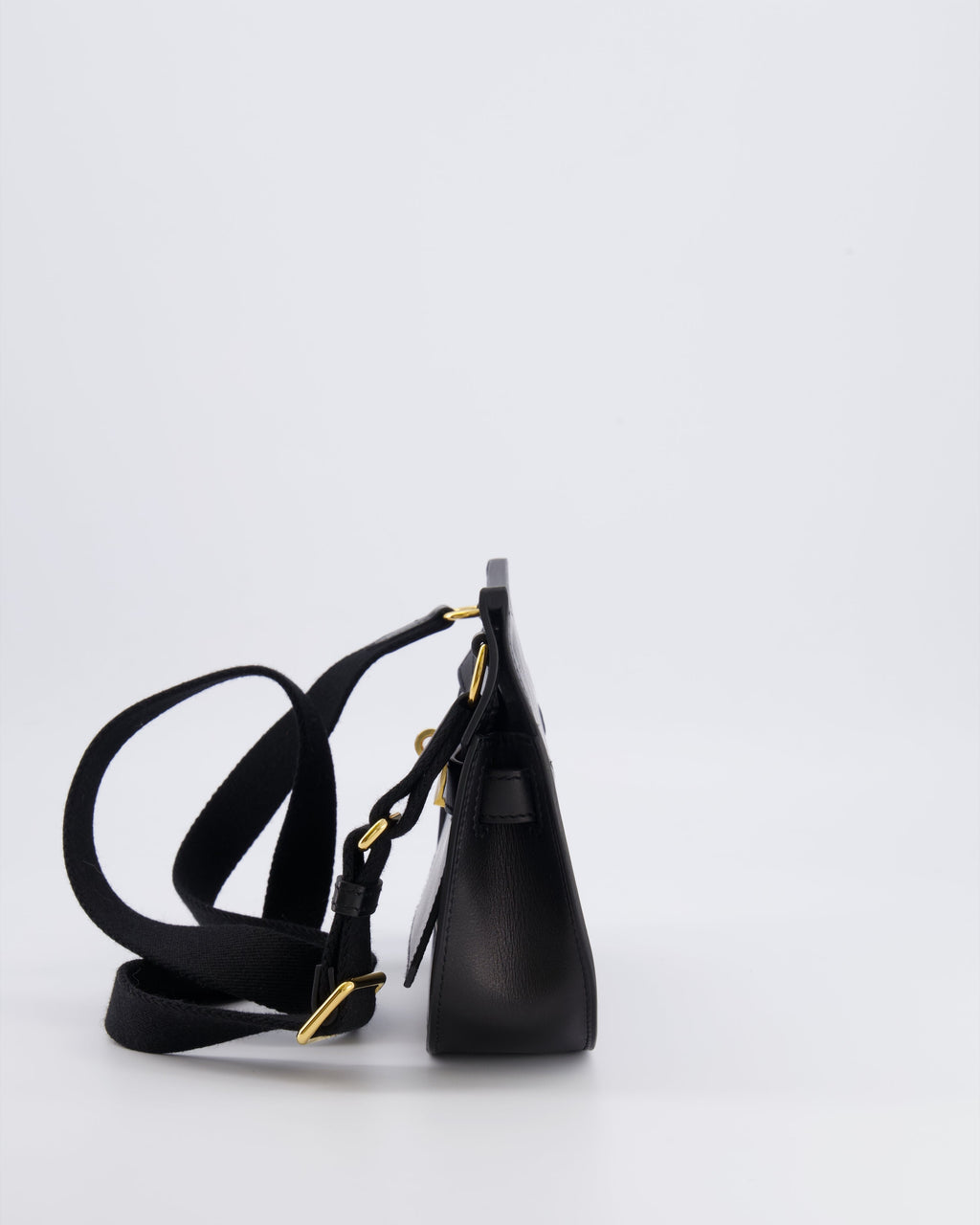 *RARE* Hermès Mini Jypsiere Crossbody Bag in Black Evergrain Leather with Gold Hardware