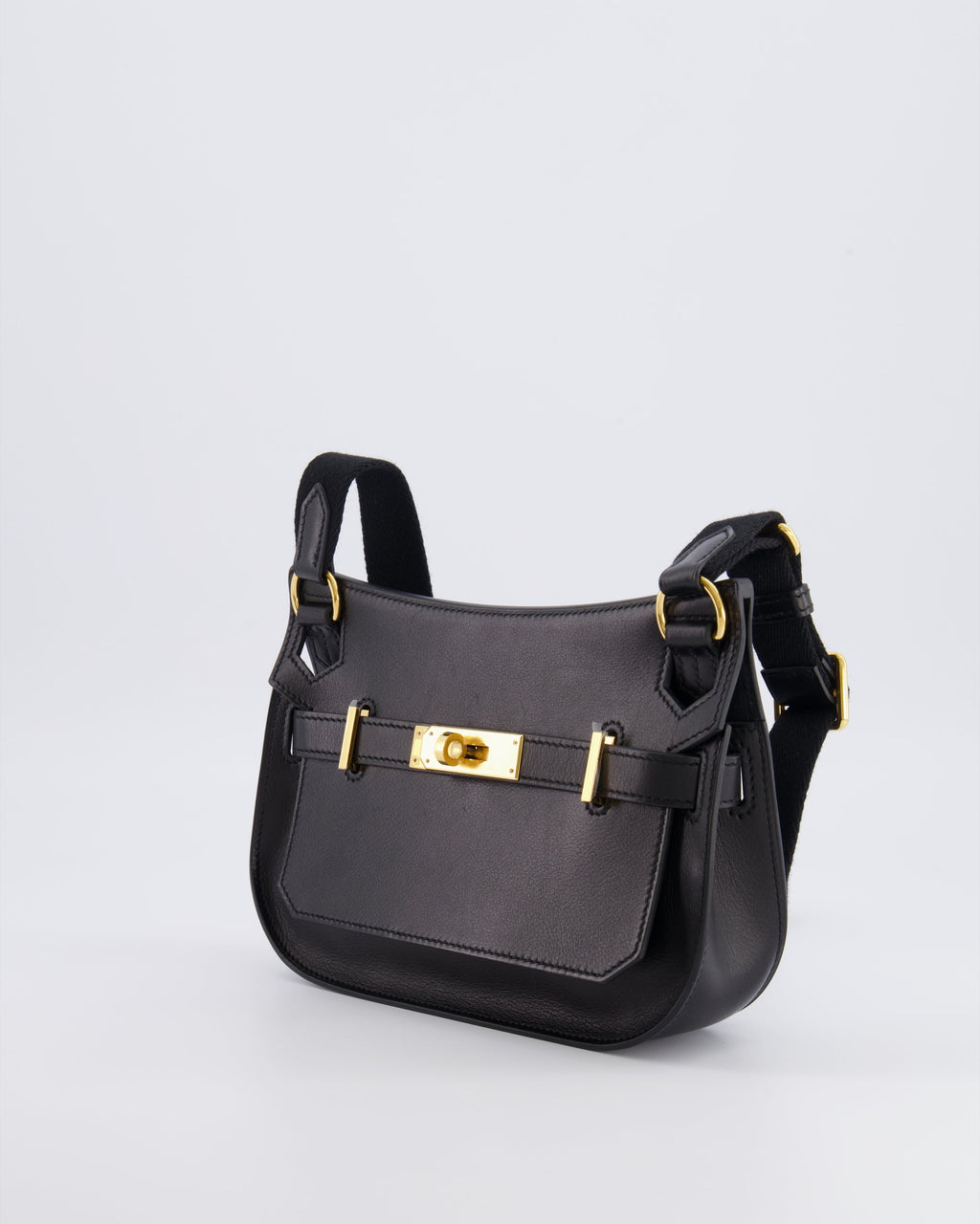 *RARE* Hermès Mini Jypsiere Crossbody Bag in Black Evergrain Leather with Gold Hardware
