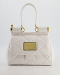 Dolce & Gabbana 90s Sicily Medium Shoulder Bag in White Quilted Calfskin Leather with Gold Hardware