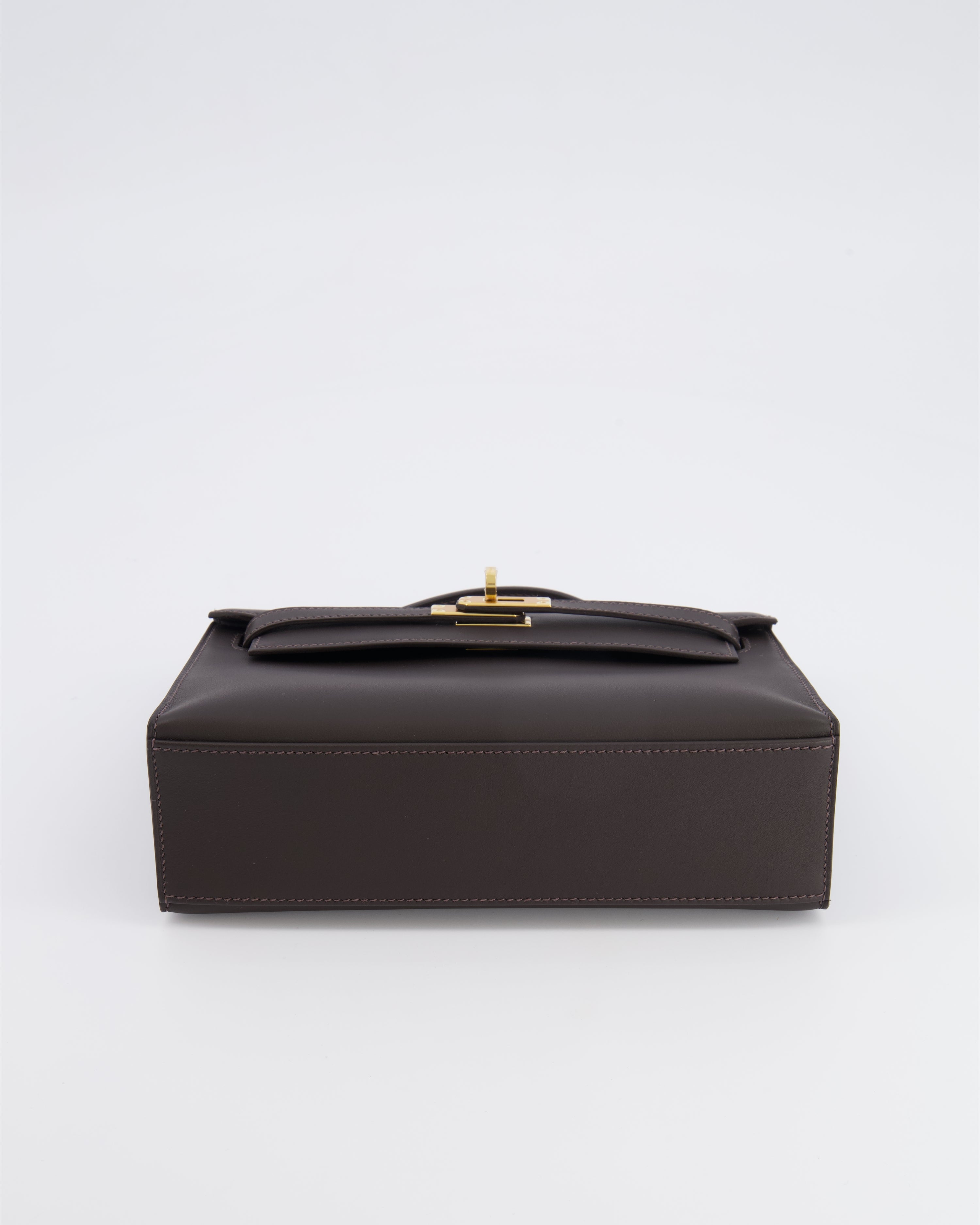 *RARE* Hermès Kelly Pochette Bag in Bai Brun Swift Leather with Gold Hardware