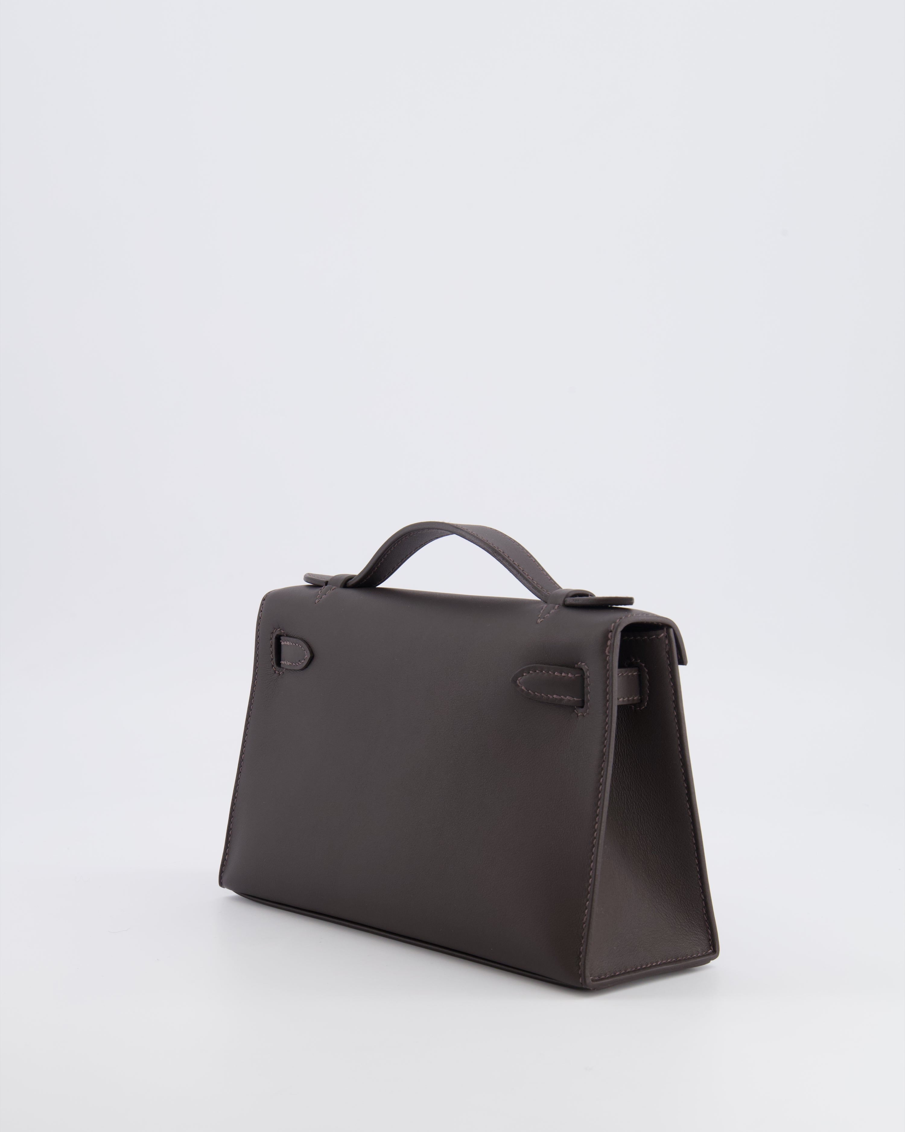 *RARE* Hermès Kelly Pochette Bag in Bai Brun Swift Leather with Gold Hardware