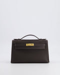 *RARE* Hermès Kelly Pochette Bag in Bai Brun Swift Leather with Gold Hardware