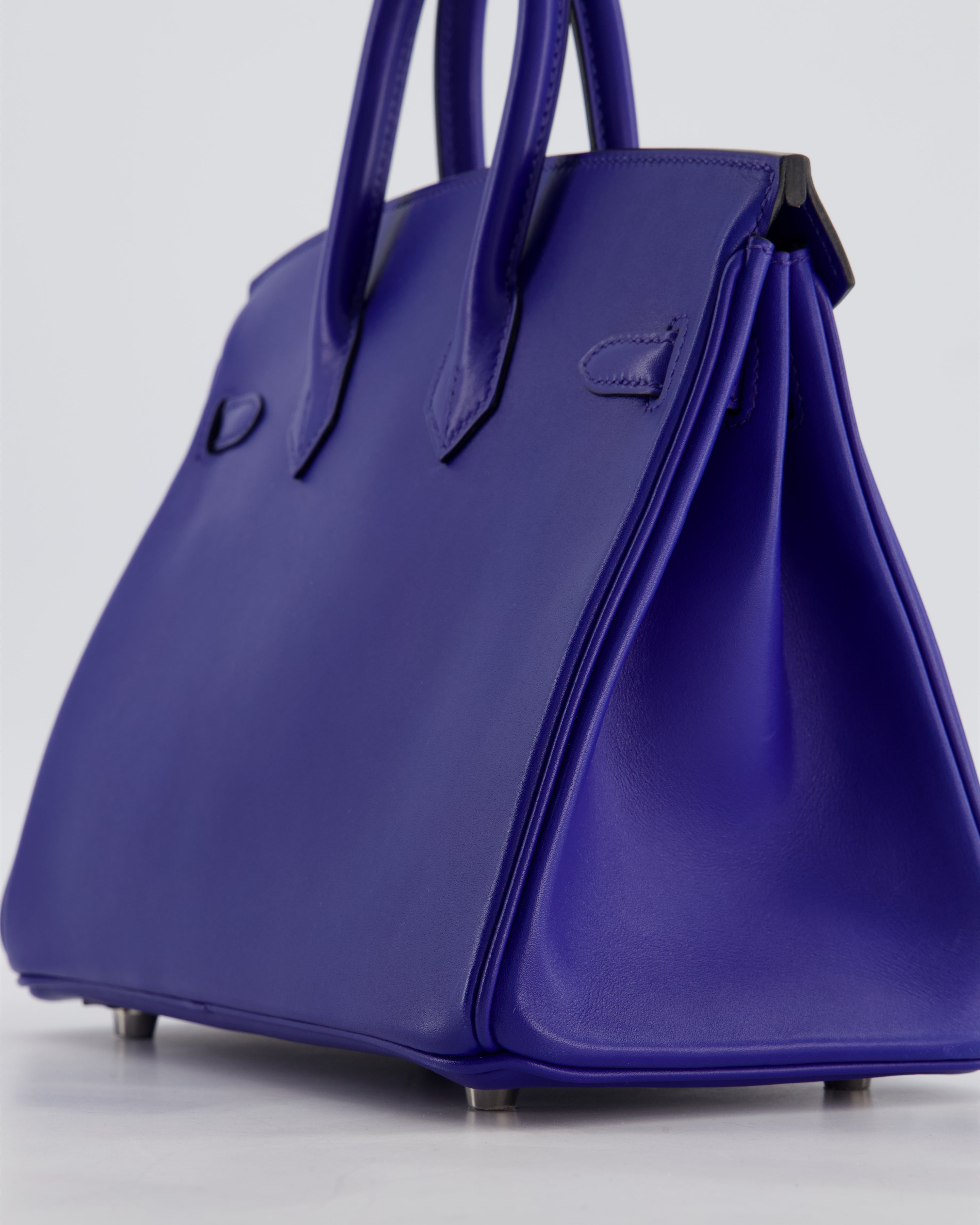 Hermès Birkin 25 Retourne Bag in Blue Electrique Tadelakt Leather with Palladium Hardware