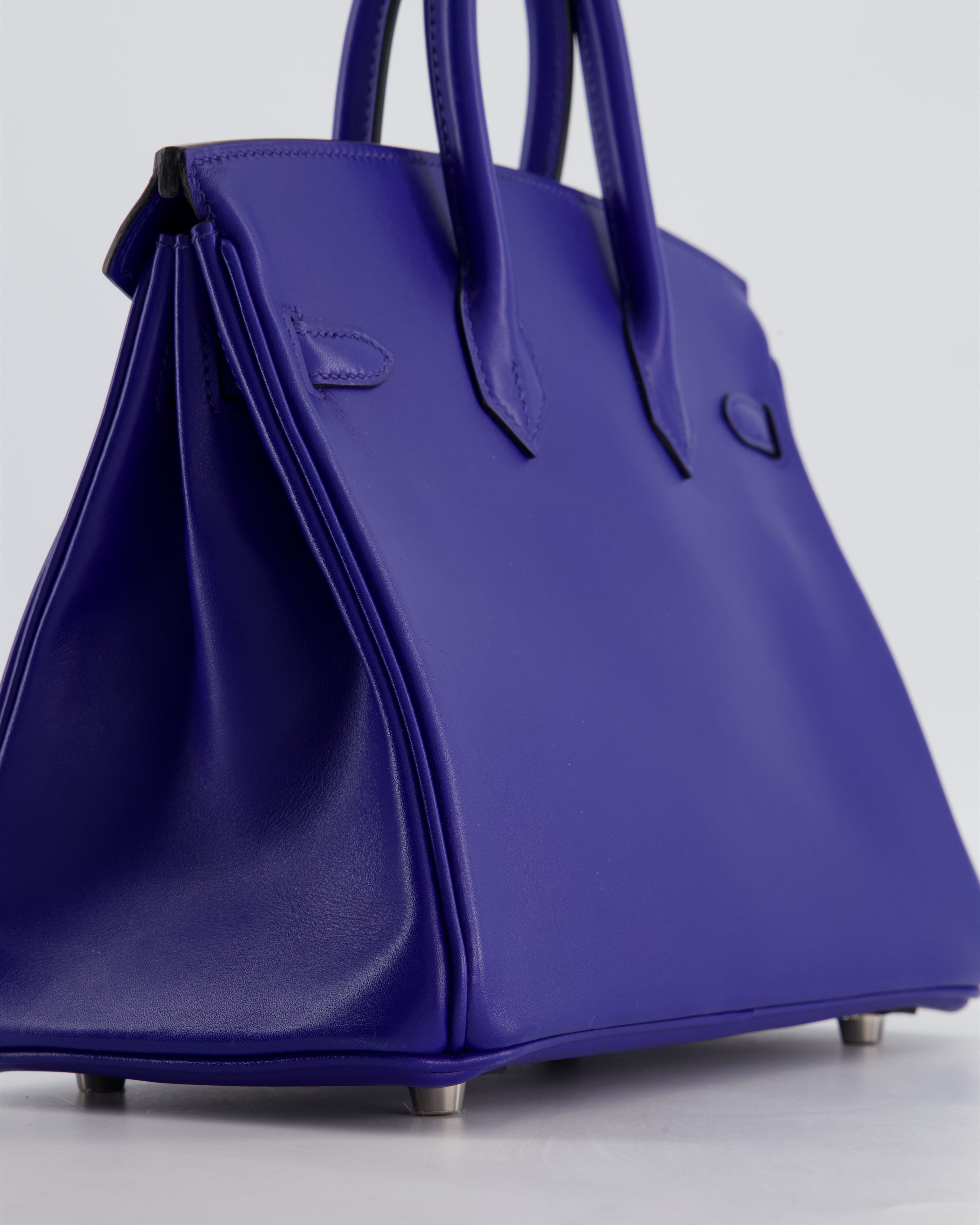 Hermès Birkin 25 Retourne Bag in Blue Electrique Tadelakt Leather with Palladium Hardware
