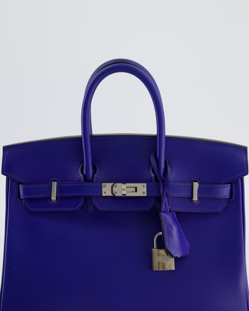 Hermès Birkin 25 Retourne Bag in Blue Electrique Tadelakt Leather with Palladium Hardware
