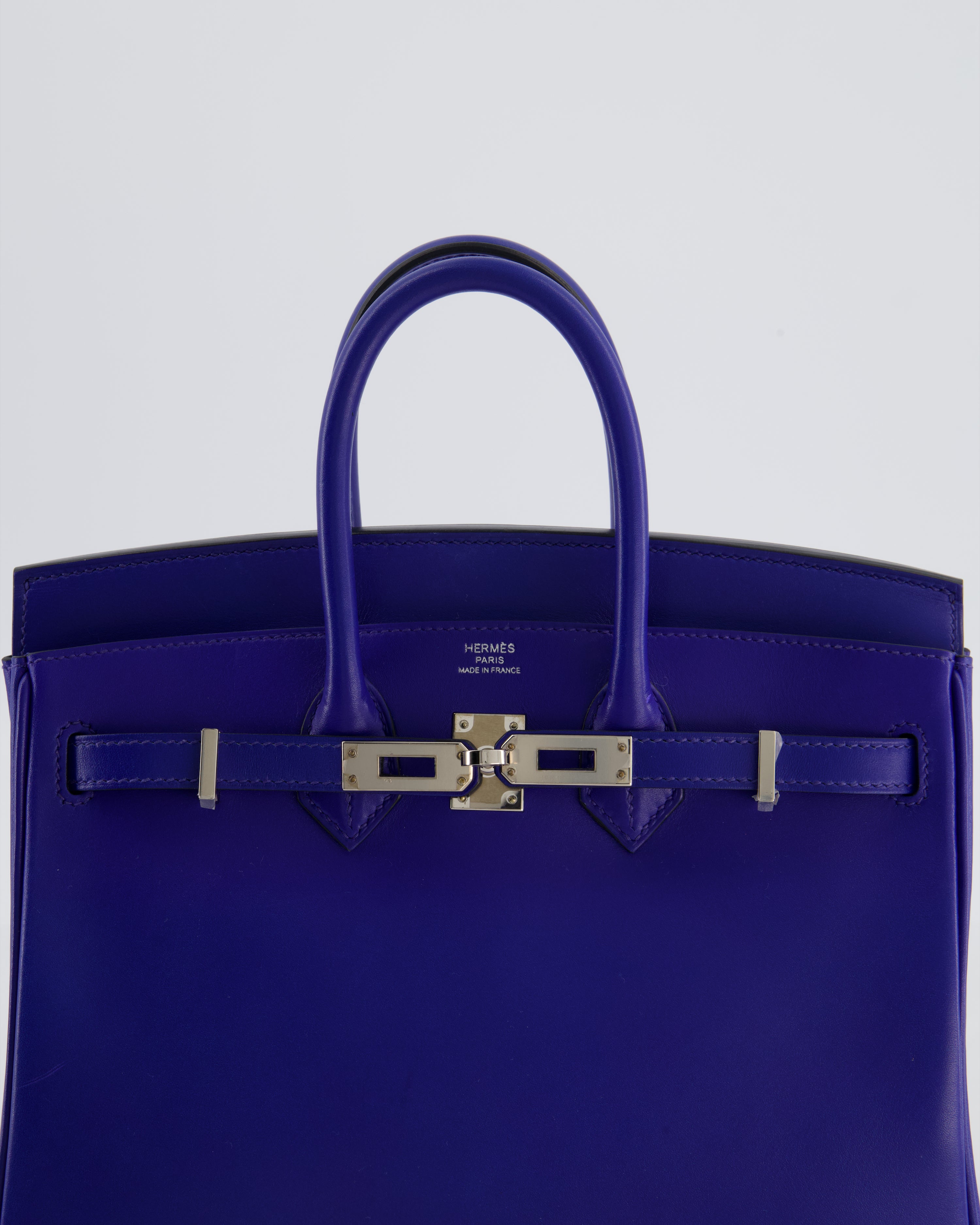 Hermès Birkin 25 Retourne Bag in Blue Electrique Tadelakt Leather with Palladium Hardware