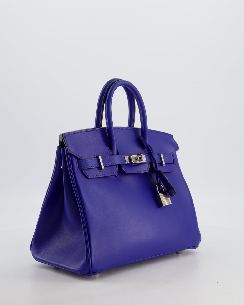 Hermès Birkin 25 Retourne Bag in Blue Electrique Tadelakt Leather with Palladium Hardware