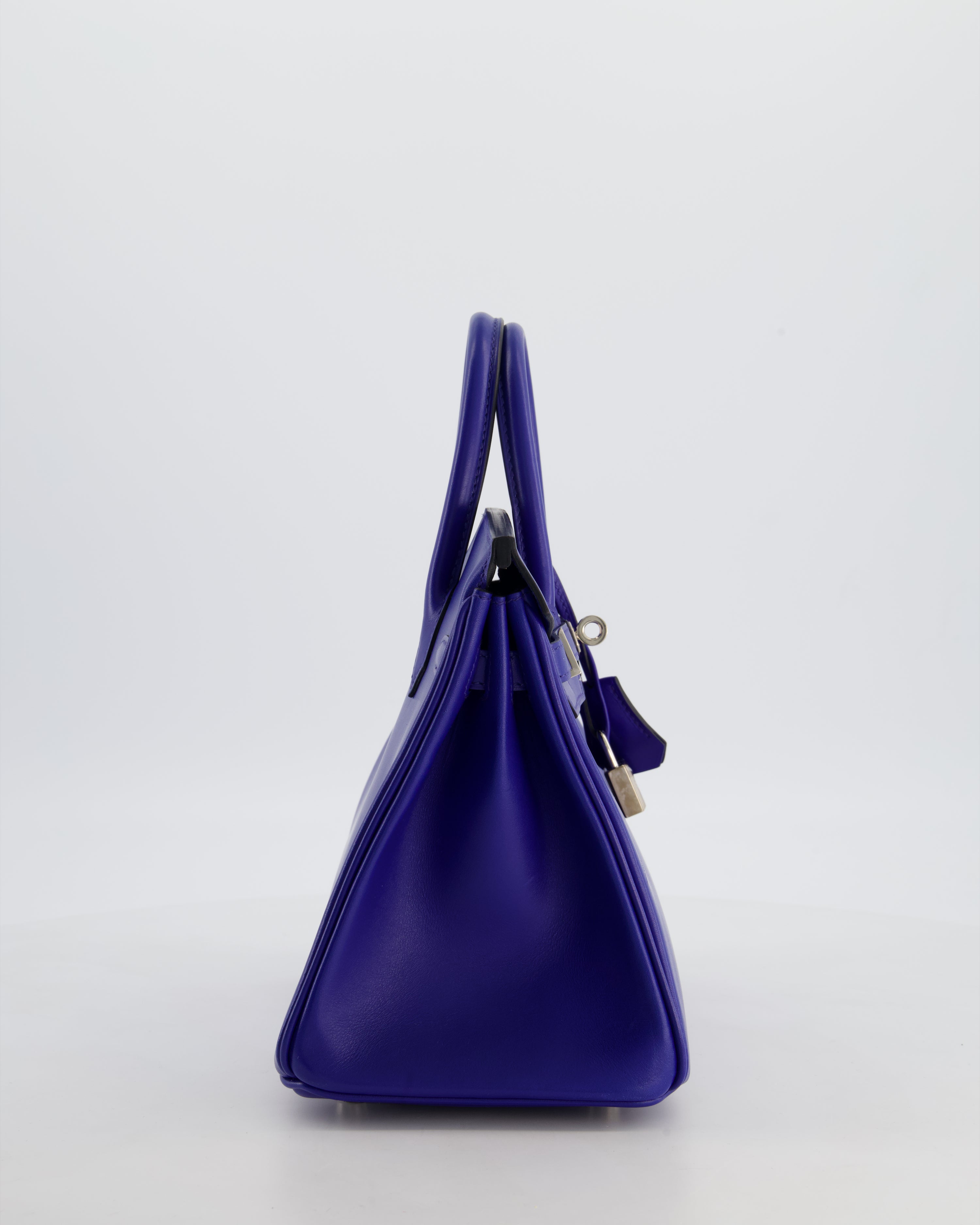 Hermès Birkin 25 Retourne Bag in Blue Electrique Tadelakt Leather with Palladium Hardware