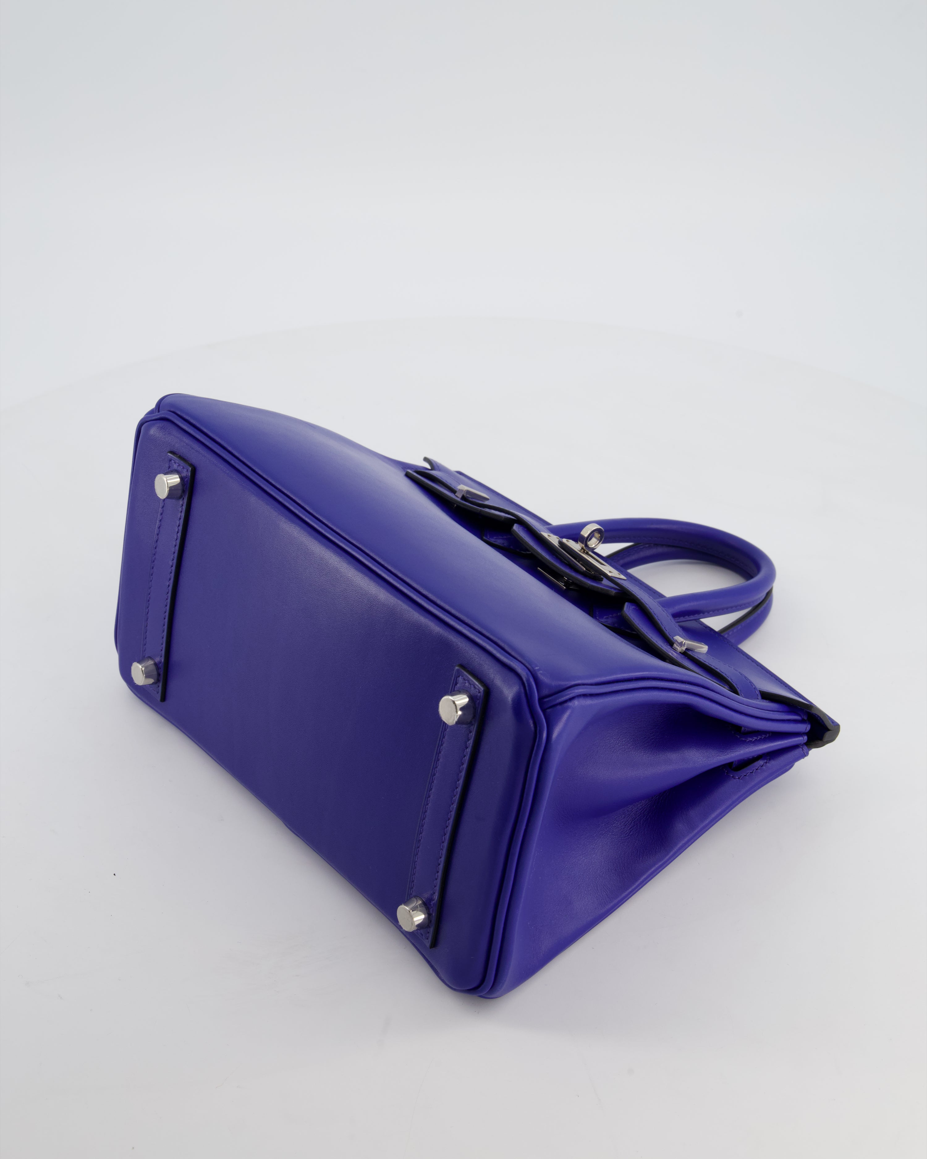 Hermès Birkin 25 Retourne Bag in Blue Electrique Tadelakt Leather with Palladium Hardware