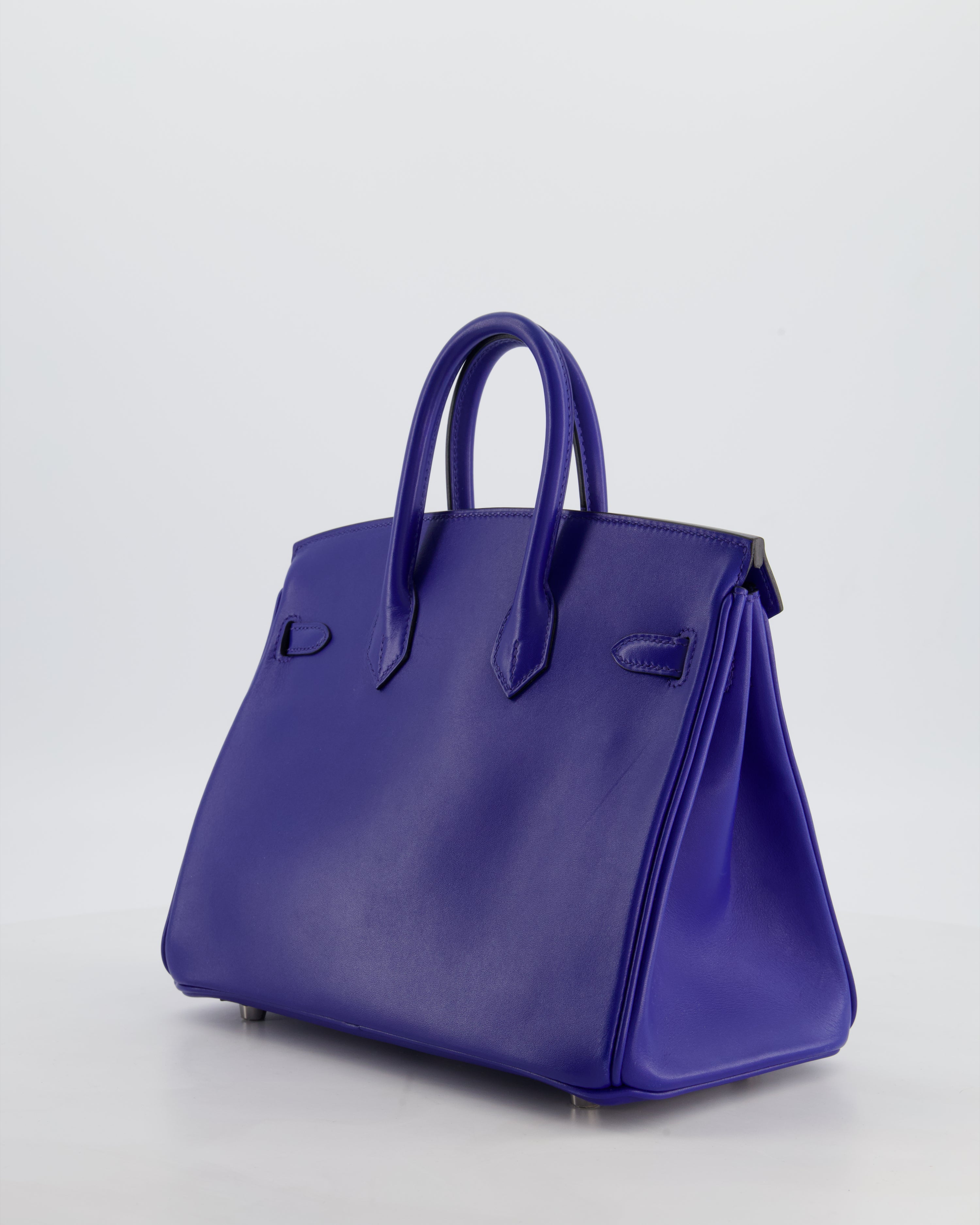 Hermès Birkin 25 Retourne Bag in Blue Electrique Tadelakt Leather with Palladium Hardware