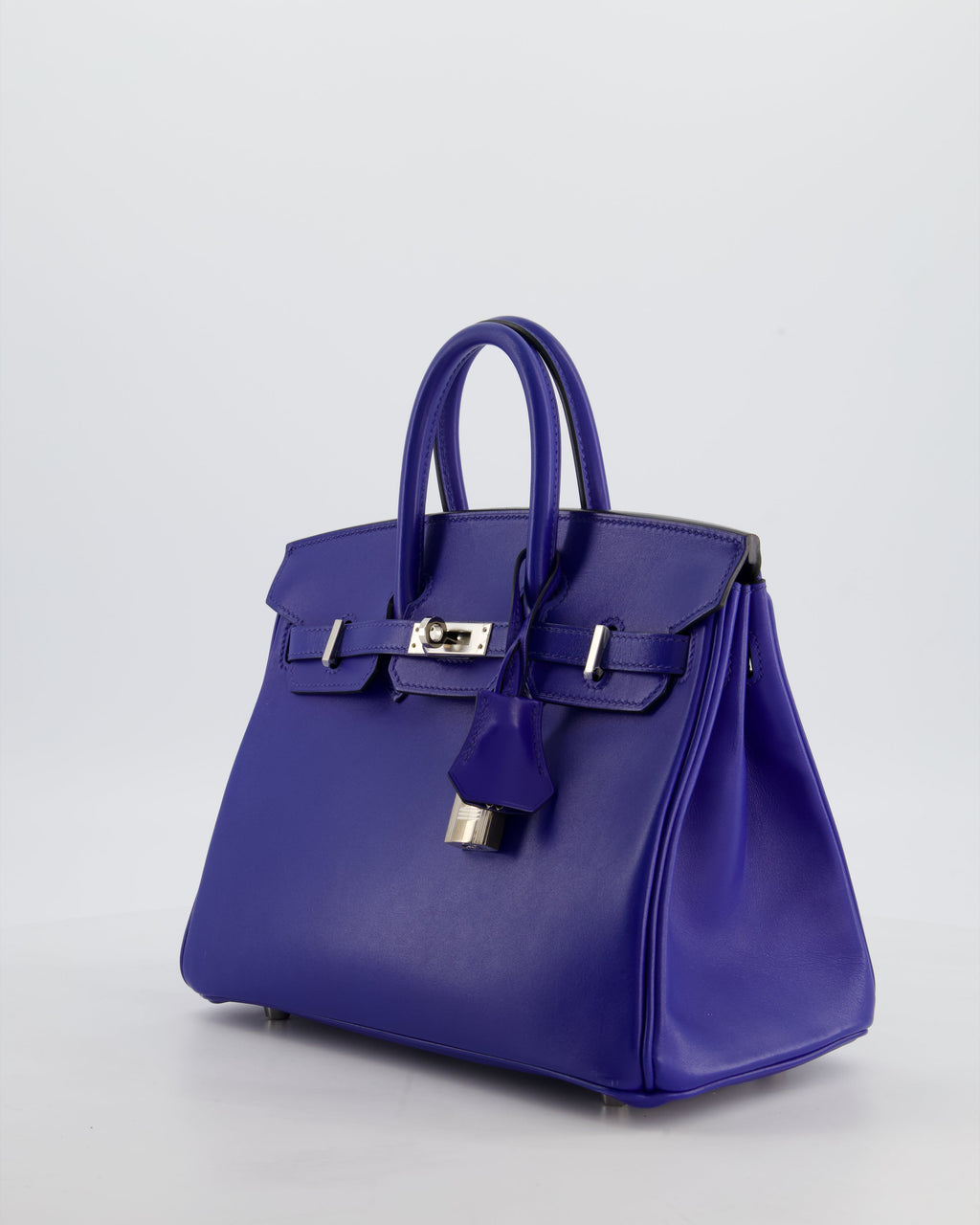Hermès Birkin 25 Retourne Bag in Blue Electrique Tadelakt Leather with Palladium Hardware
