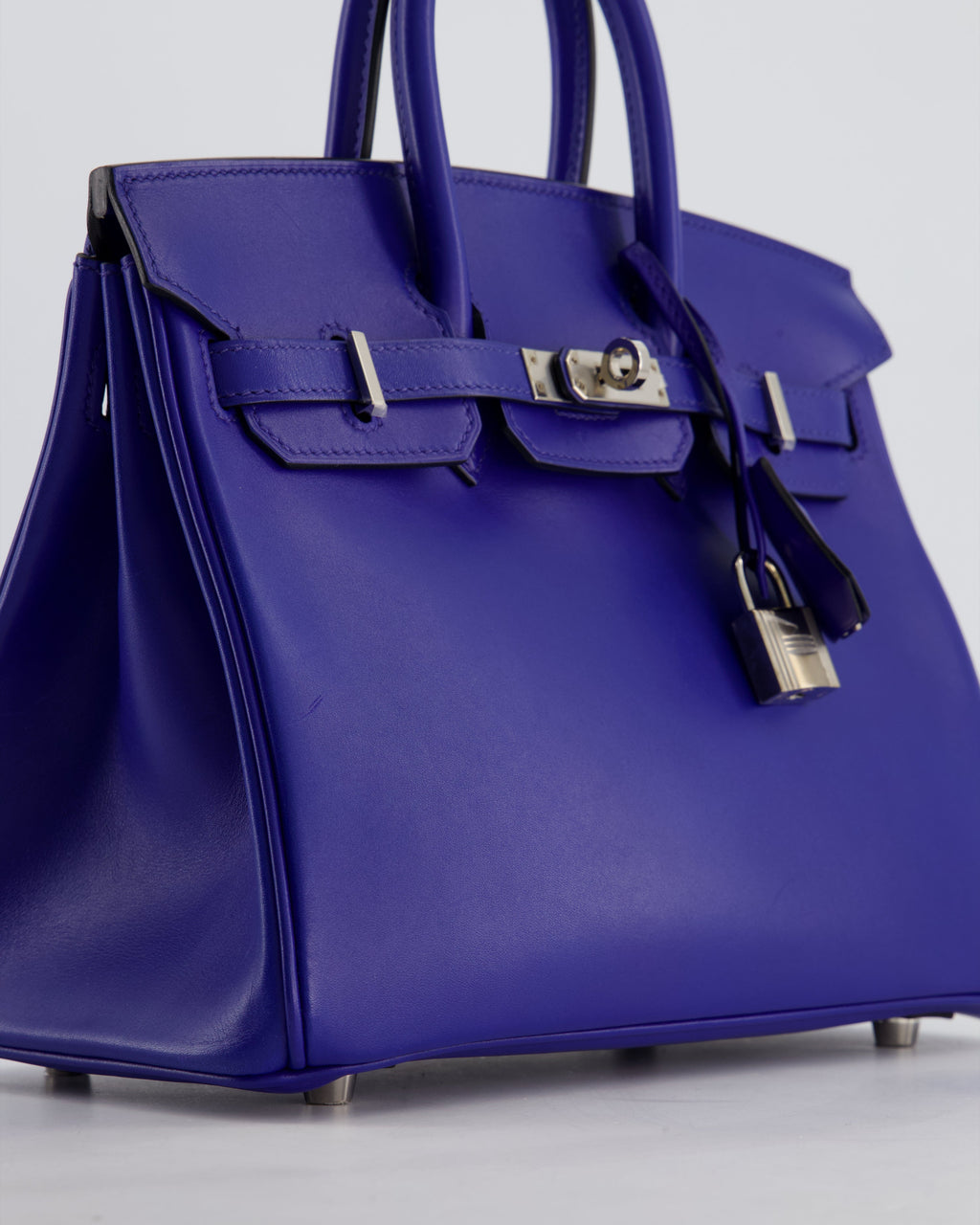 Hermès Birkin 25 Retourne Bag in Blue Electrique Tadelakt Leather with Palladium Hardware