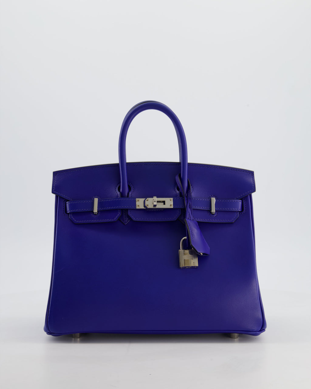 Hermès Birkin 25 Retourne Bag in Blue Electrique Tadelakt Leather with Palladium Hardware