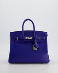 Hermès Birkin 25 Retourne Bag in Blue Electrique Tadelakt Leather with Palladium Hardware