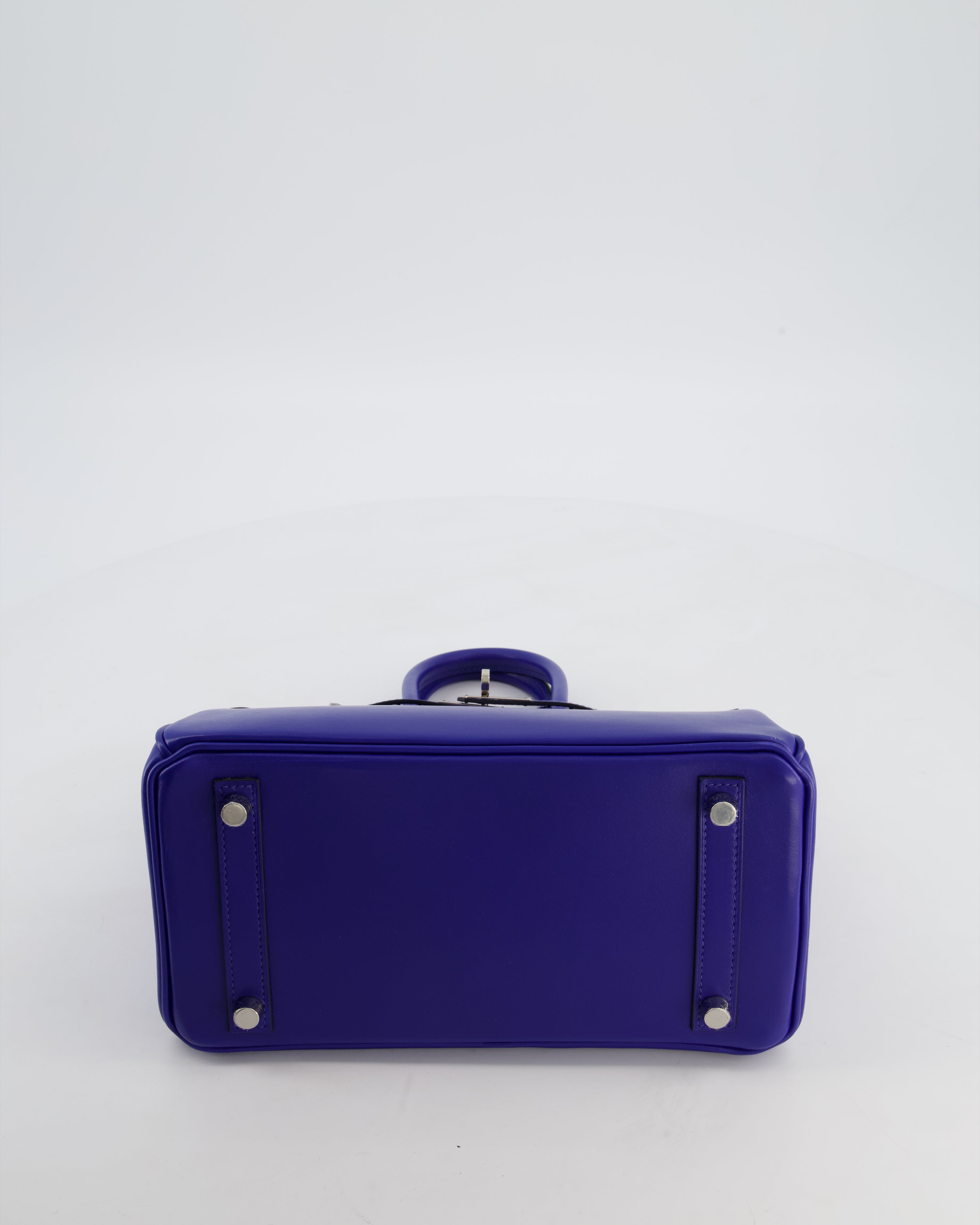 Hermès Birkin 25 Retourne Bag in Blue Electrique Tadelakt Leather with Palladium Hardware