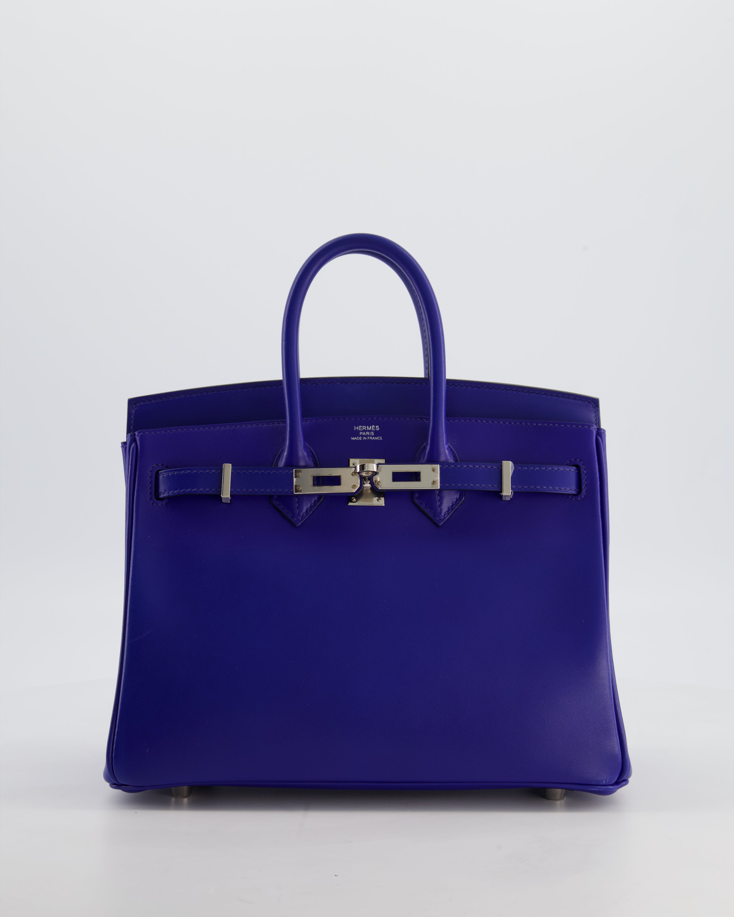 Hermès Birkin 25 Retourne Bag in Blue Electrique Tadelakt Leather with Palladium Hardware