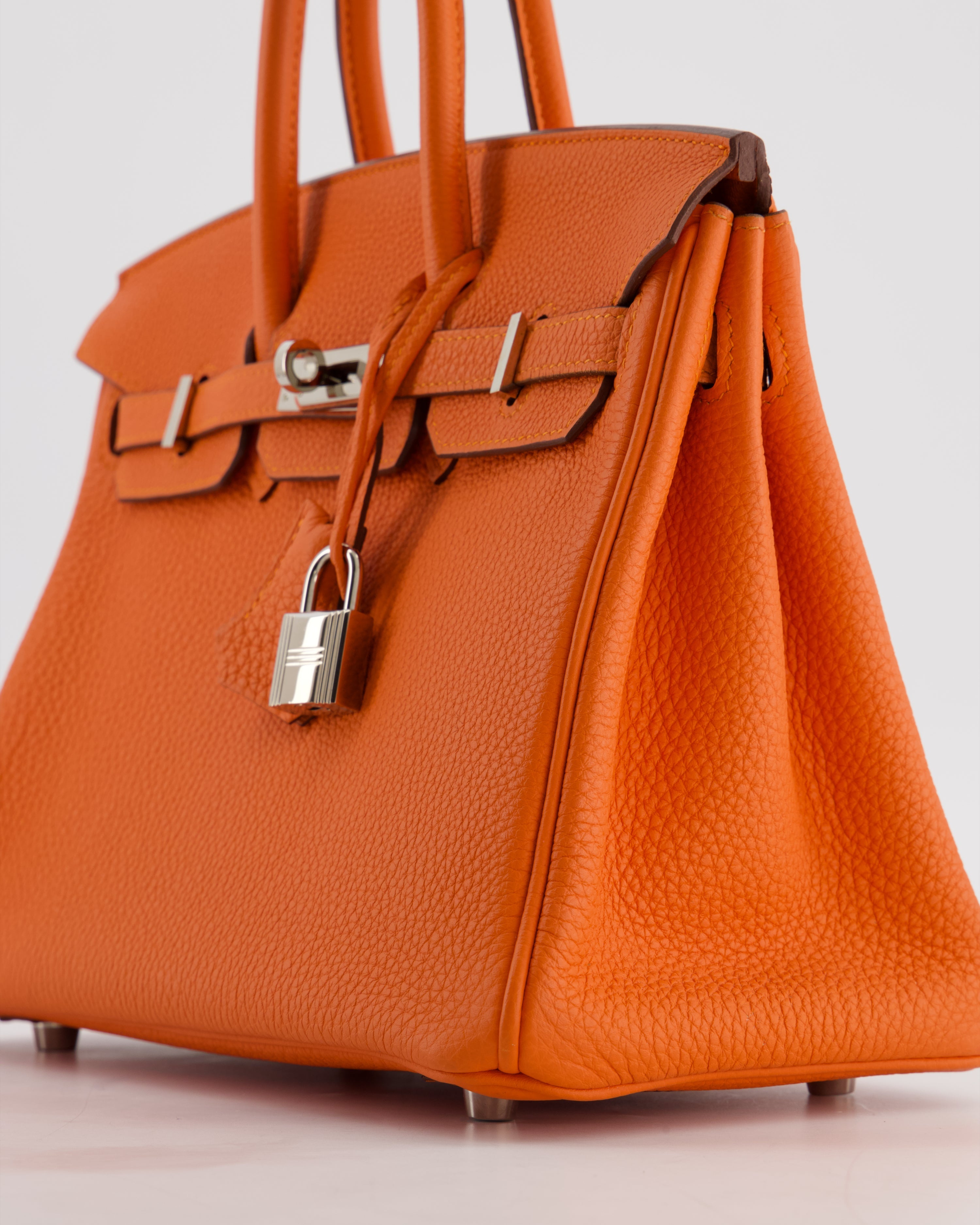 Hermès Birkin 25 Retourne Bag in Feu Togo Leather with Palladium Hardware
