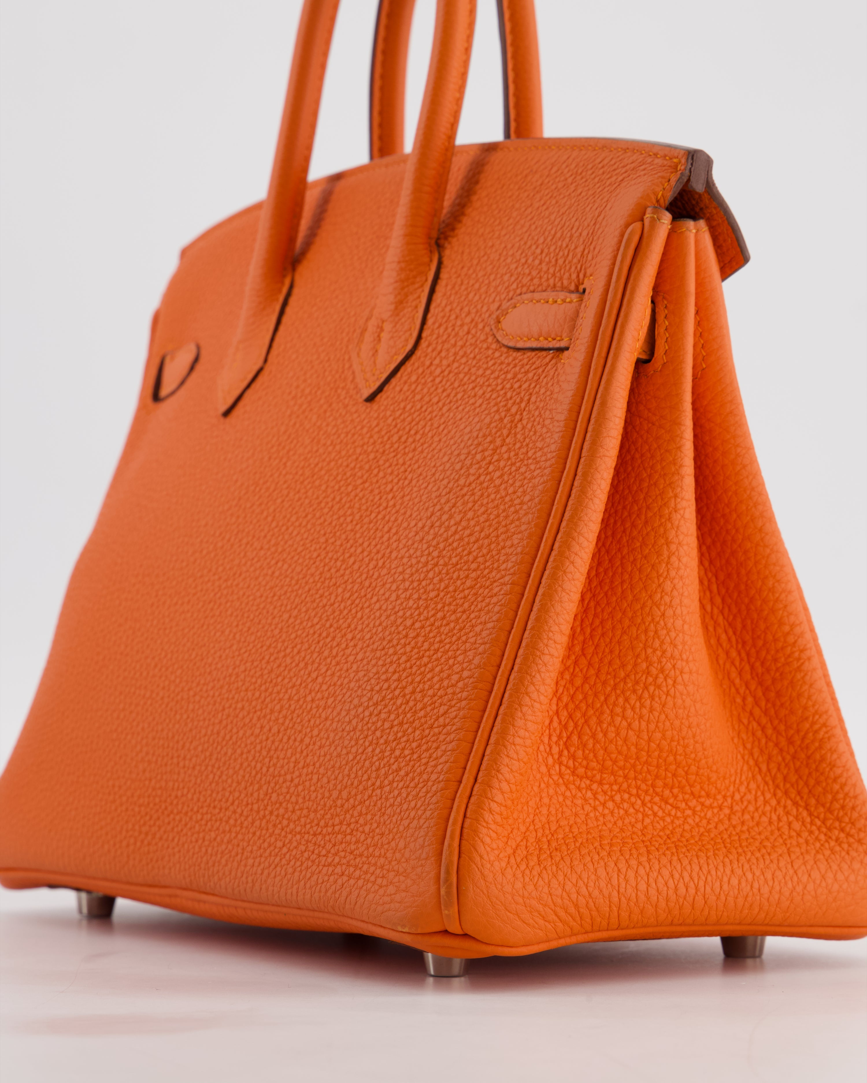Hermès Birkin 25 Retourne Bag in Feu Togo Leather with Palladium Hardware