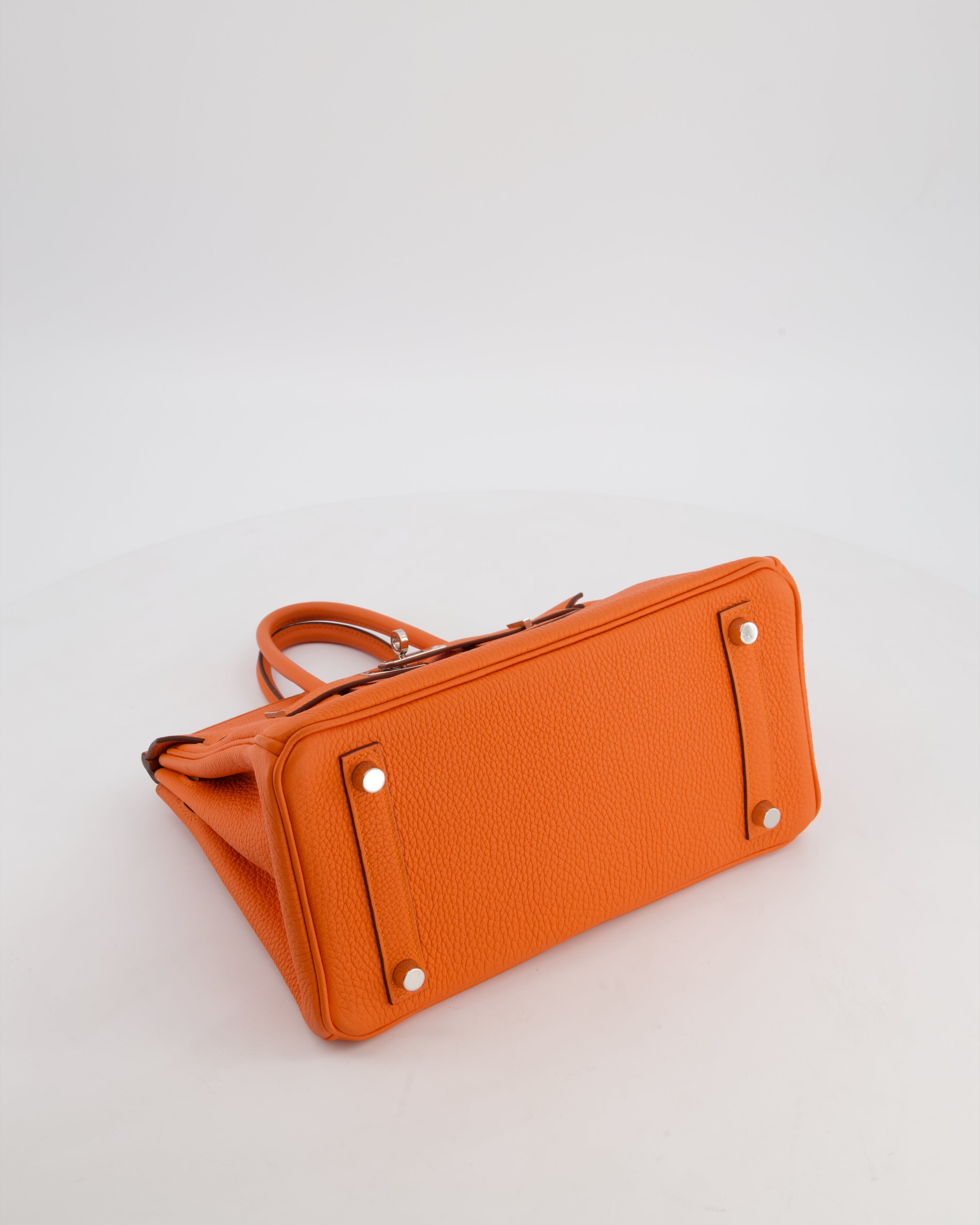Hermès Birkin 25 Retourne Bag in Feu Togo Leather with Palladium Hardware
