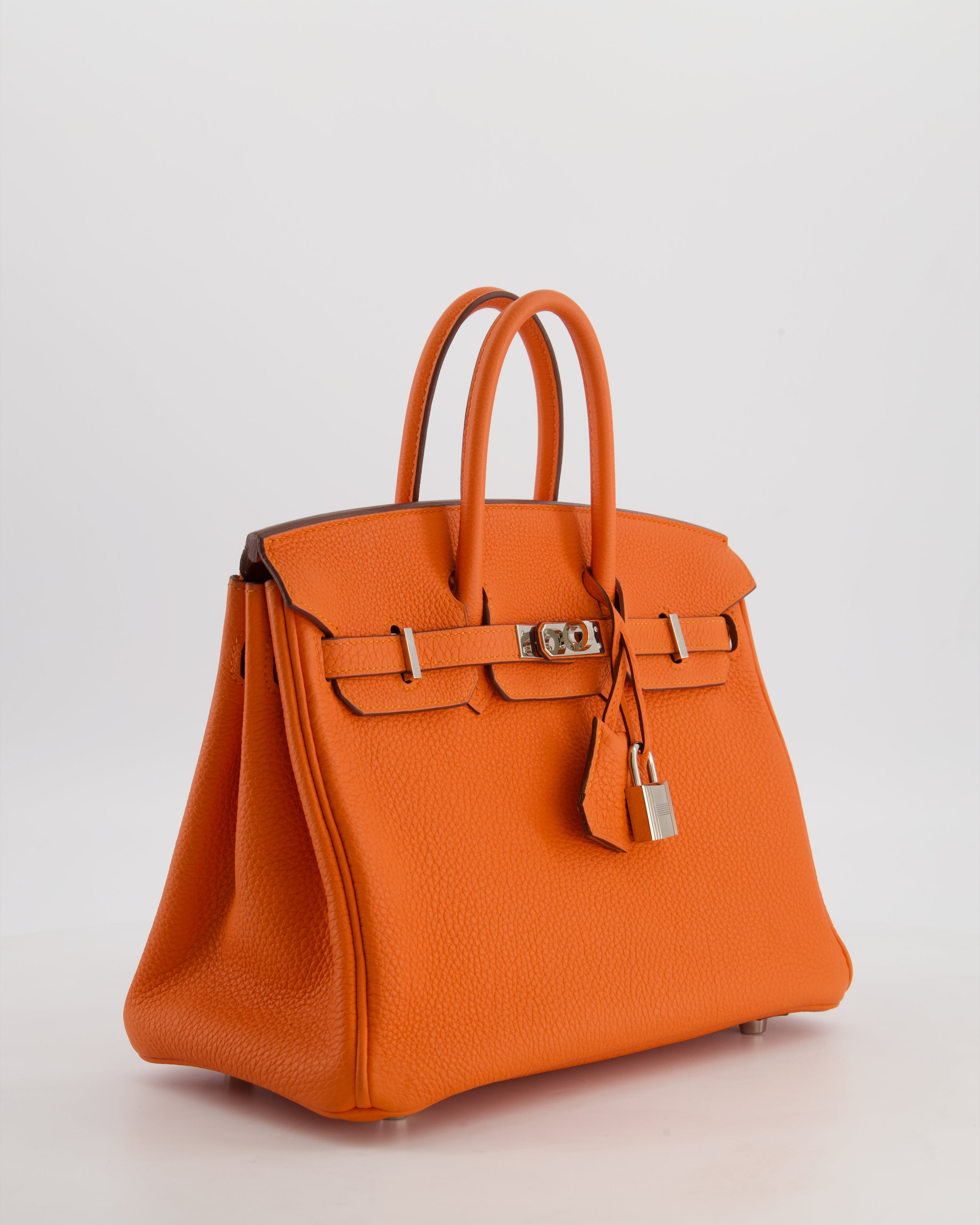 Hermès Birkin 25 Retourne Bag in Feu Togo Leather with Palladium Hardware