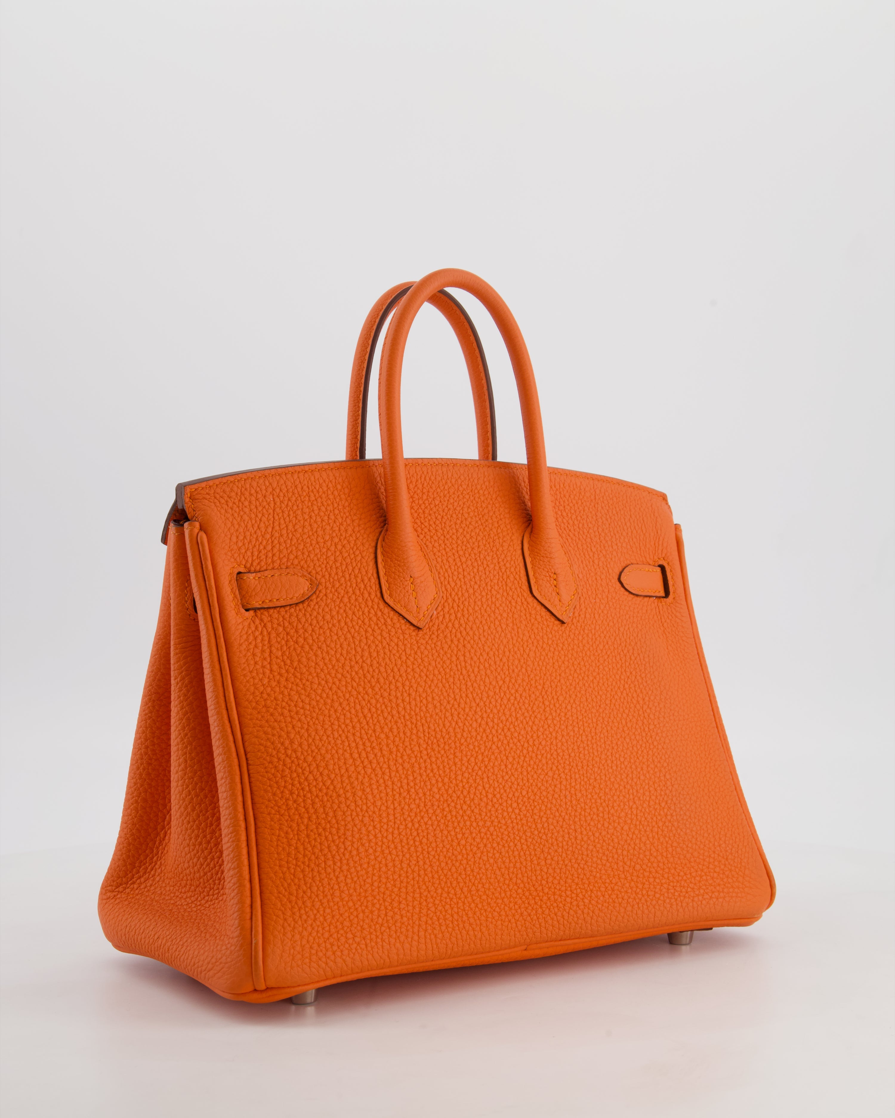 Hermès Birkin 25 Retourne Bag in Feu Togo Leather with Palladium Hardware