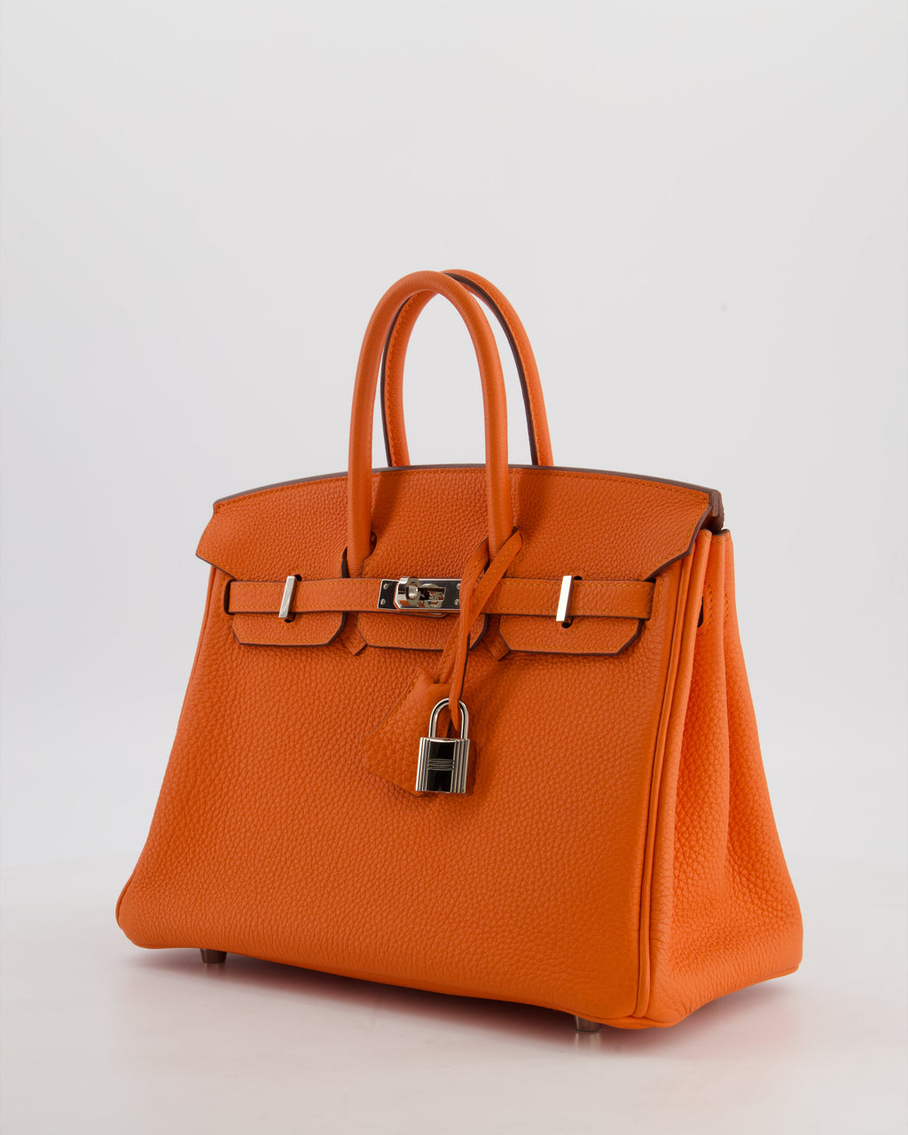 Hermès Birkin 25 Retourne Bag in Feu Togo Leather with Palladium Hardware