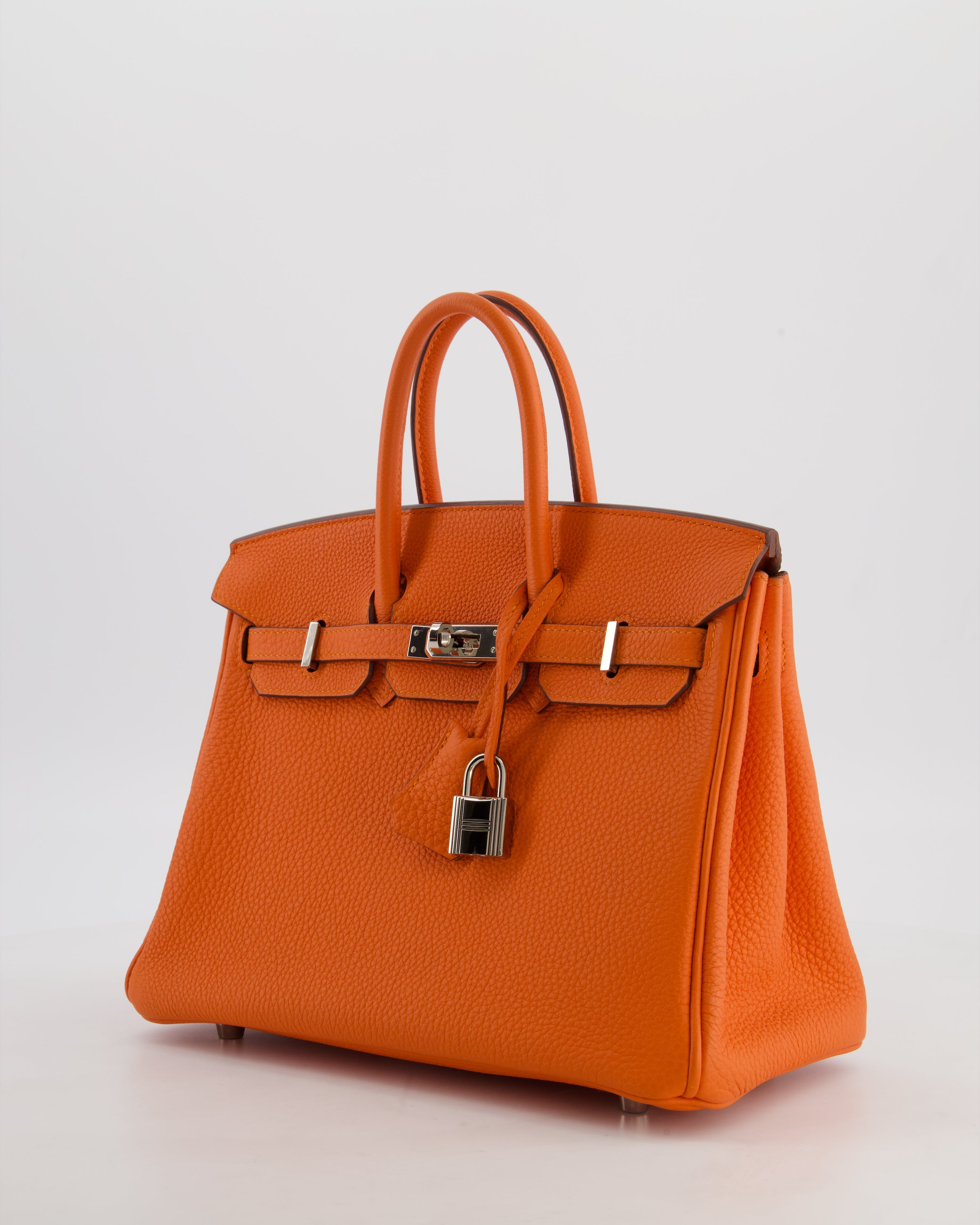 Hermès Birkin 25 Retourne Bag in Feu Togo Leather with Palladium Hardware