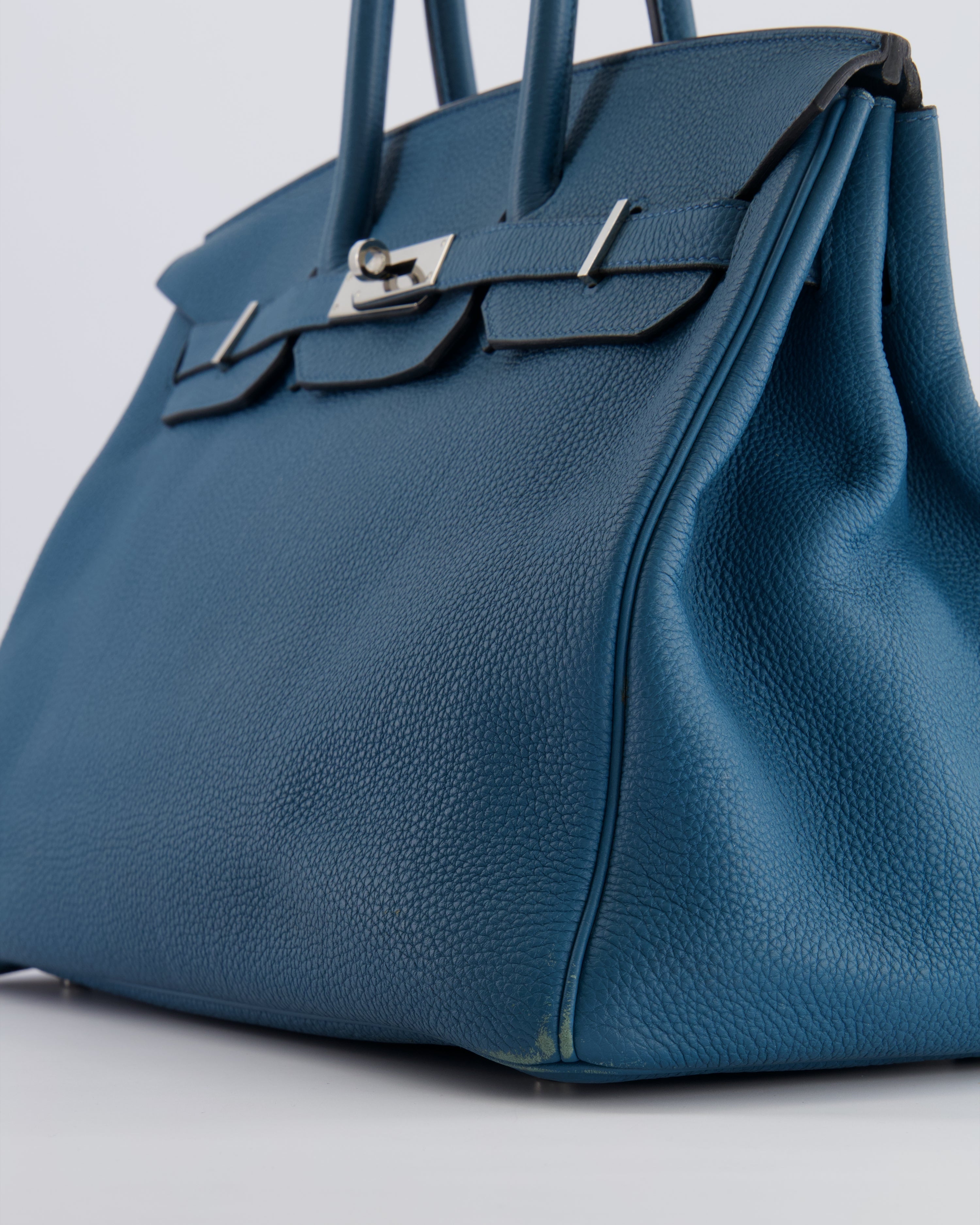 Hermès Birkin 35 Retourne Bag in Blue Jean Togo Leather with Palladium Hardware