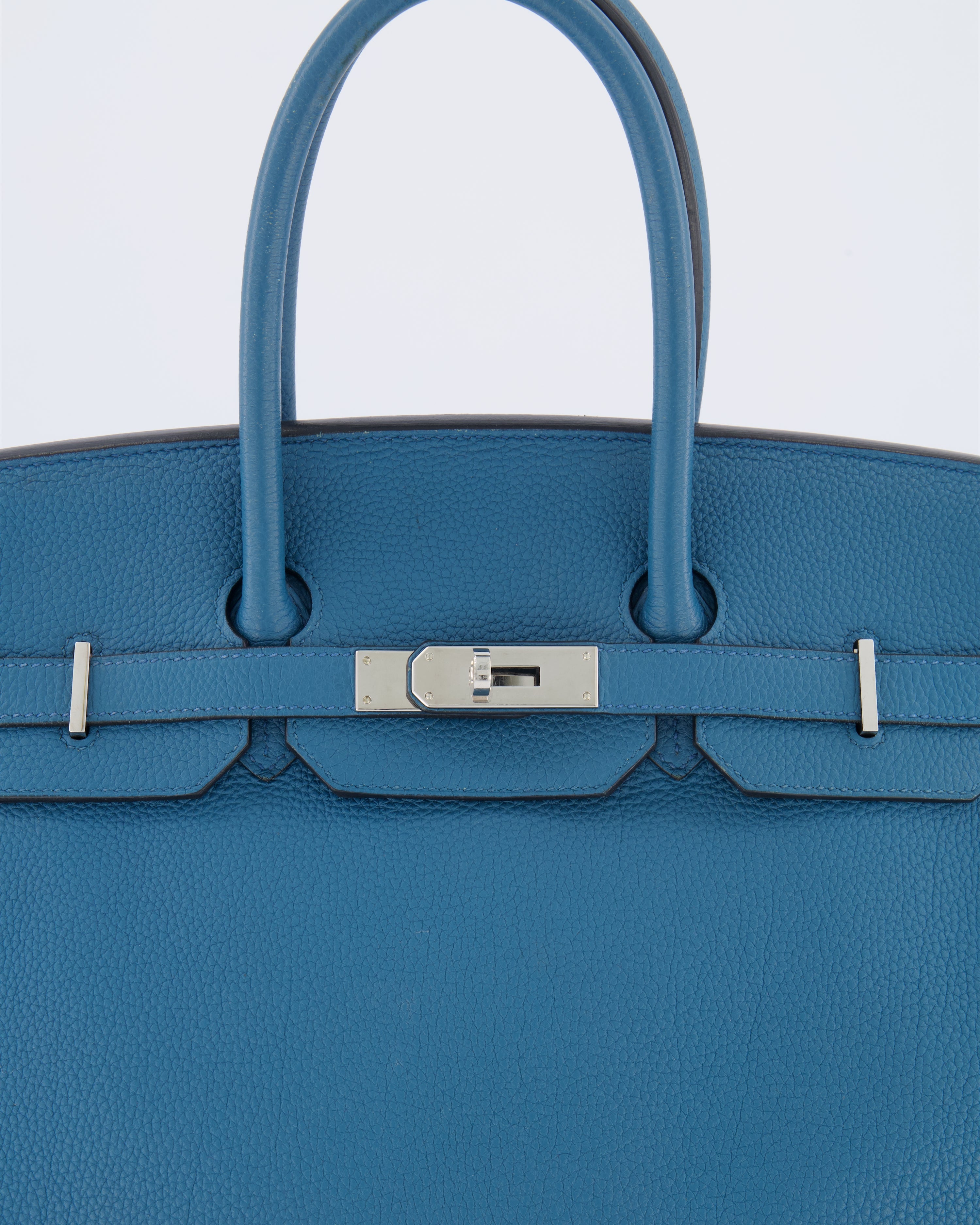 Hermès Birkin 35 Retourne Bag in Blue Jean Togo Leather with Palladium Hardware