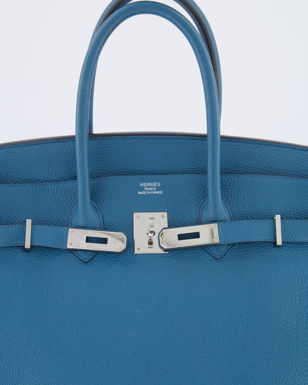 Hermès Birkin 35 Retourne Bag in Blue Jean Togo Leather with Palladium Hardware