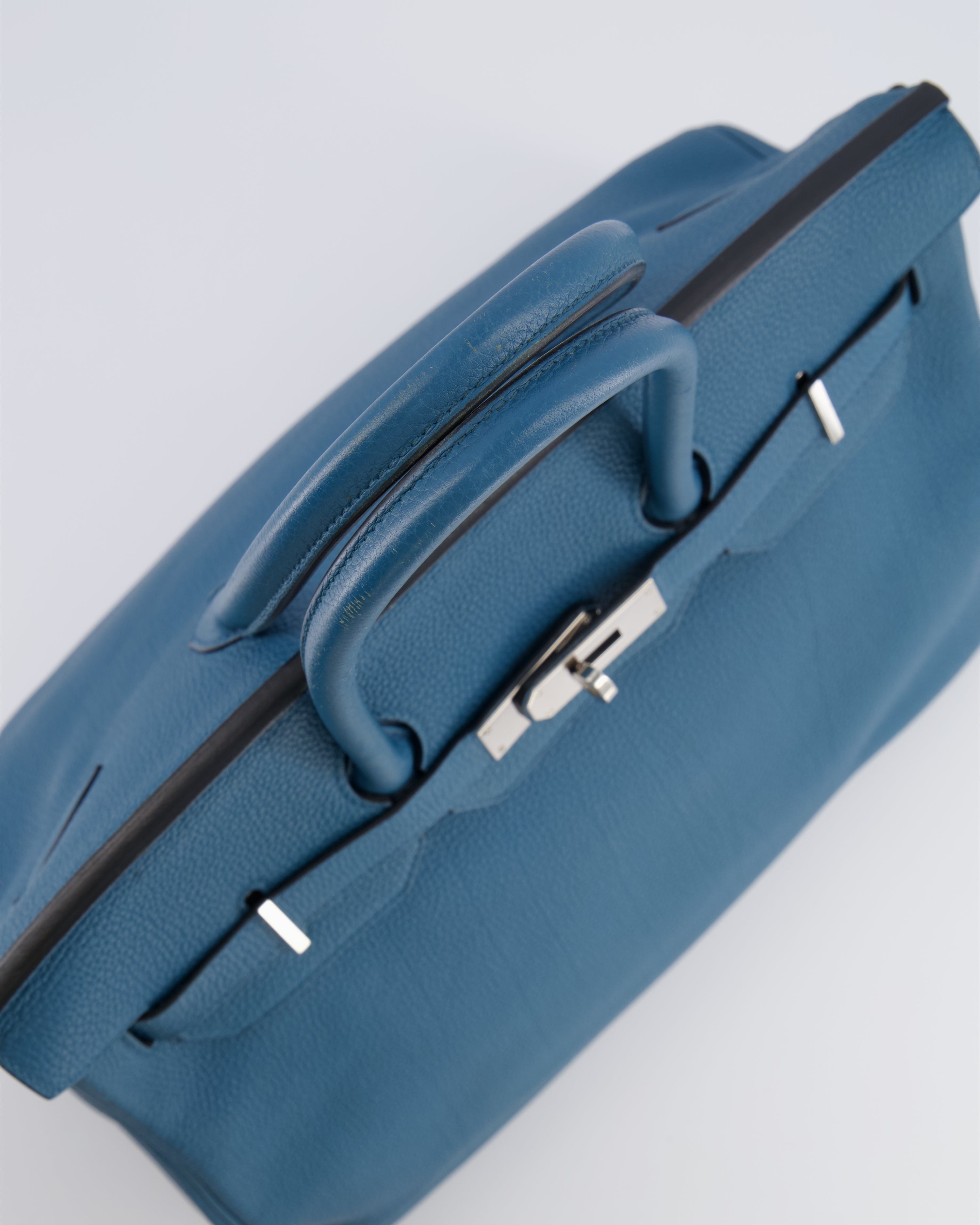 Hermès Birkin 35 Retourne Bag in Blue Jean Togo Leather with Palladium Hardware