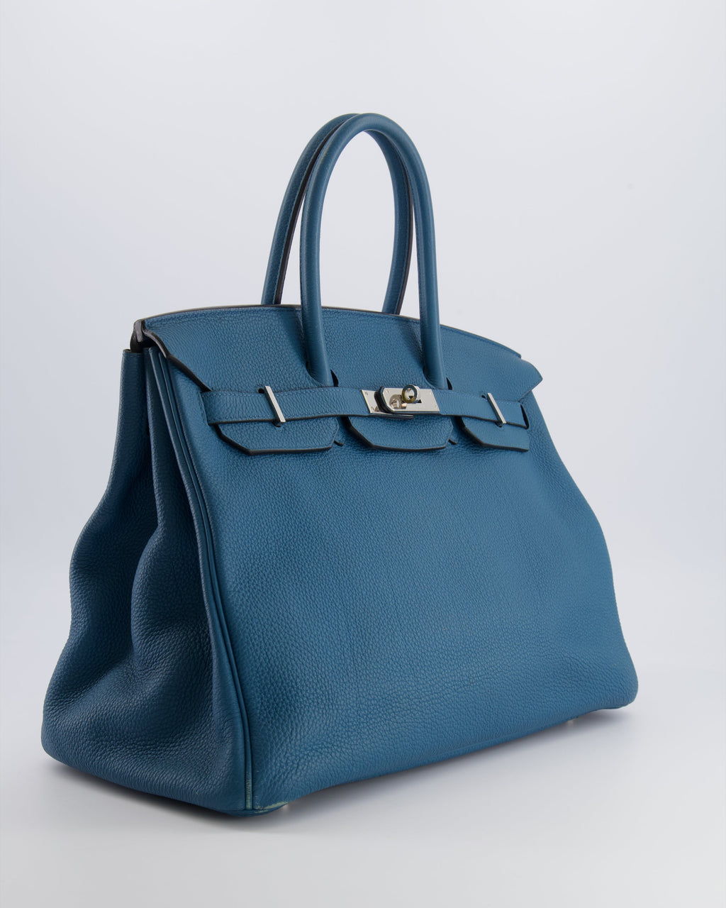 Hermès Birkin 35 Retourne Bag in Blue Jean Togo Leather with Palladium Hardware