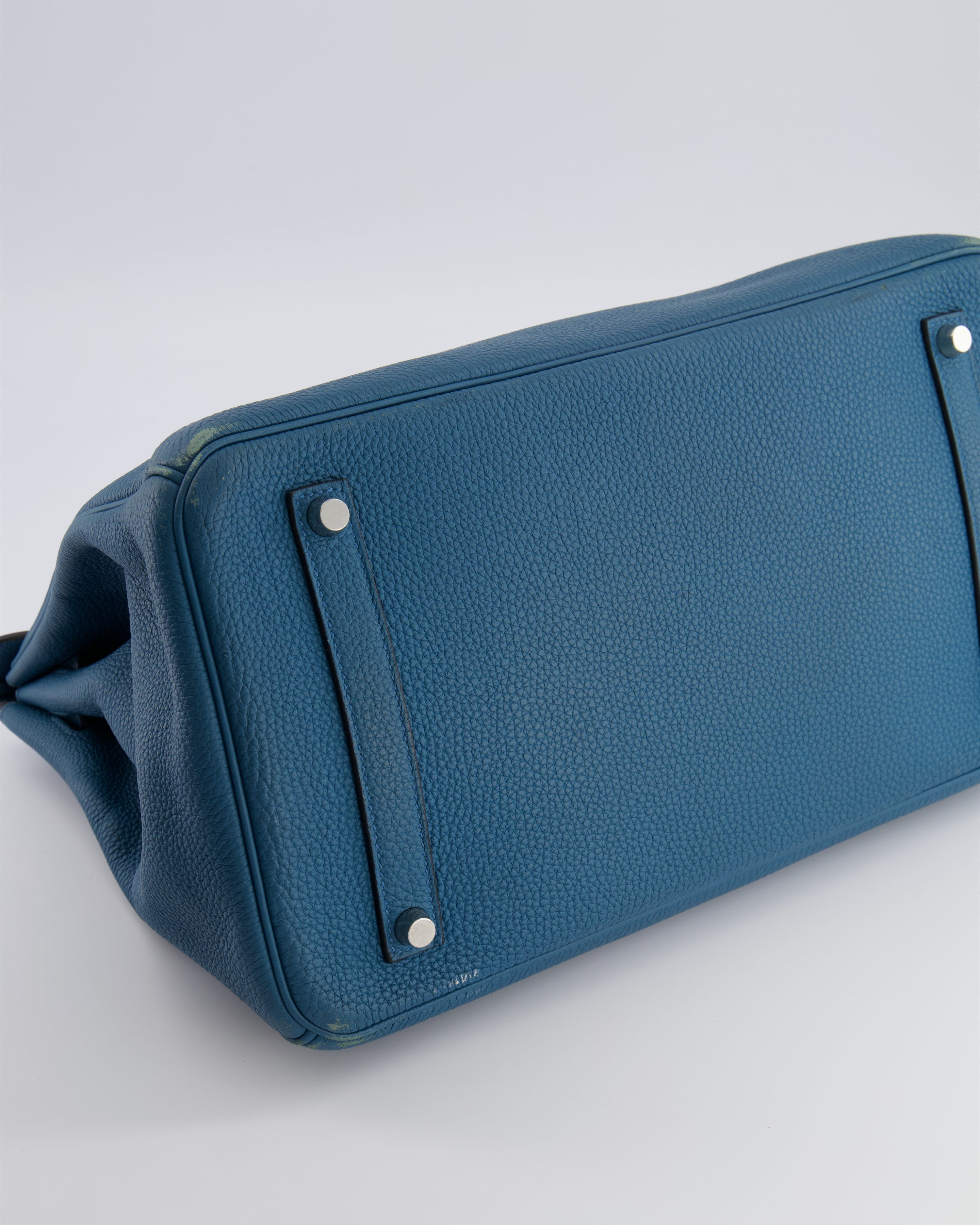 Hermès Birkin 35 Retourne Bag in Blue Jean Togo Leather with Palladium Hardware