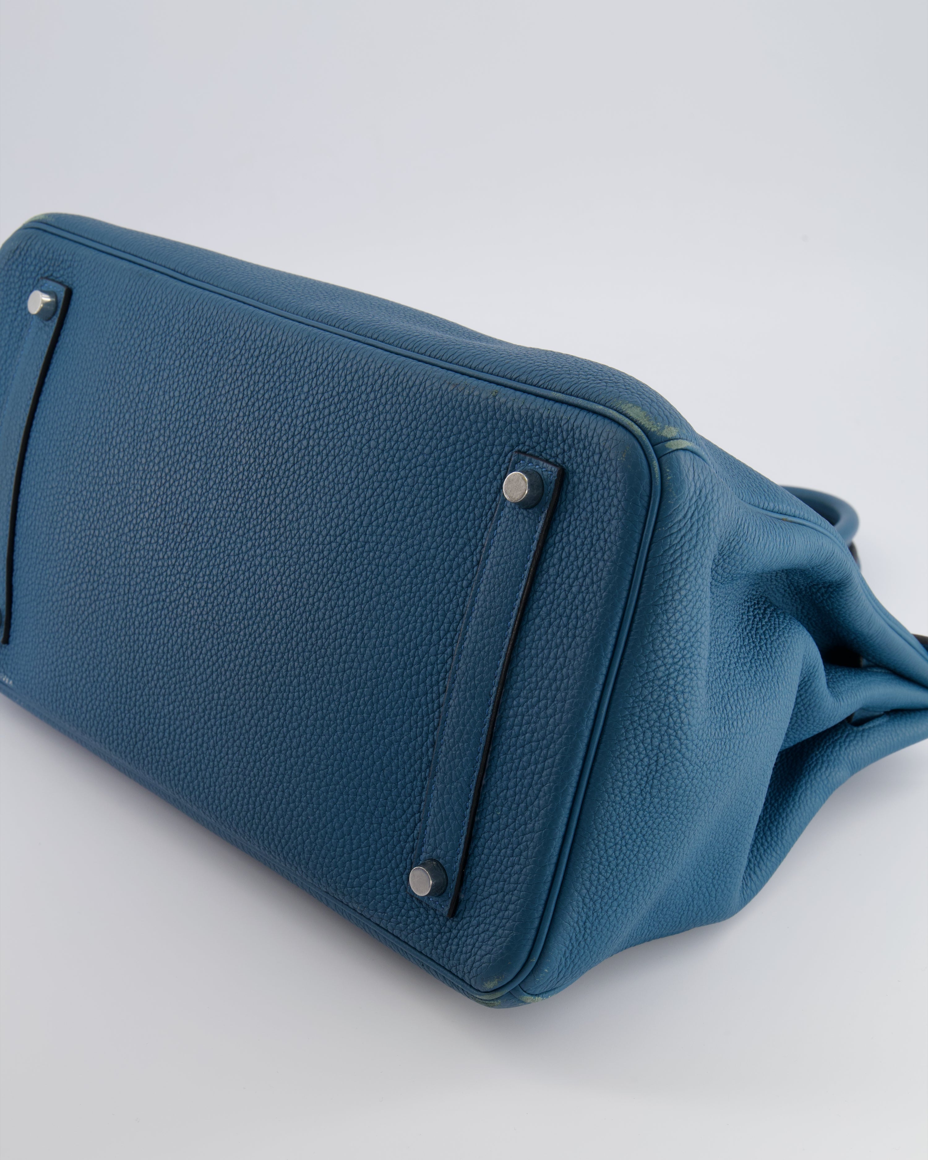 Hermès Birkin 35 Retourne Bag in Blue Jean Togo Leather with Palladium Hardware